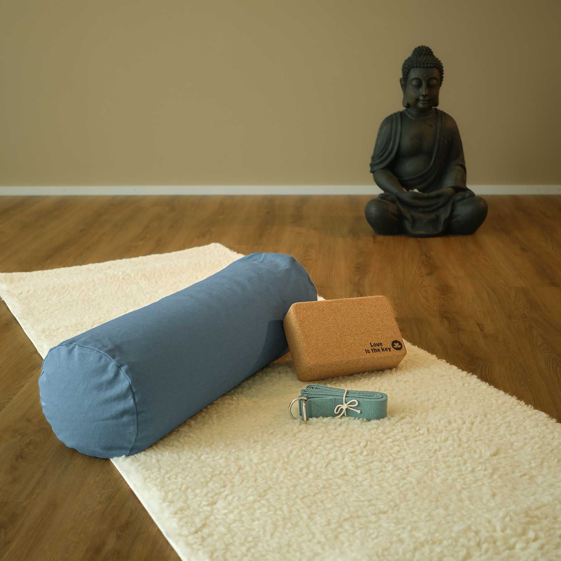 Yoga Bolster en coton uni blue-sky