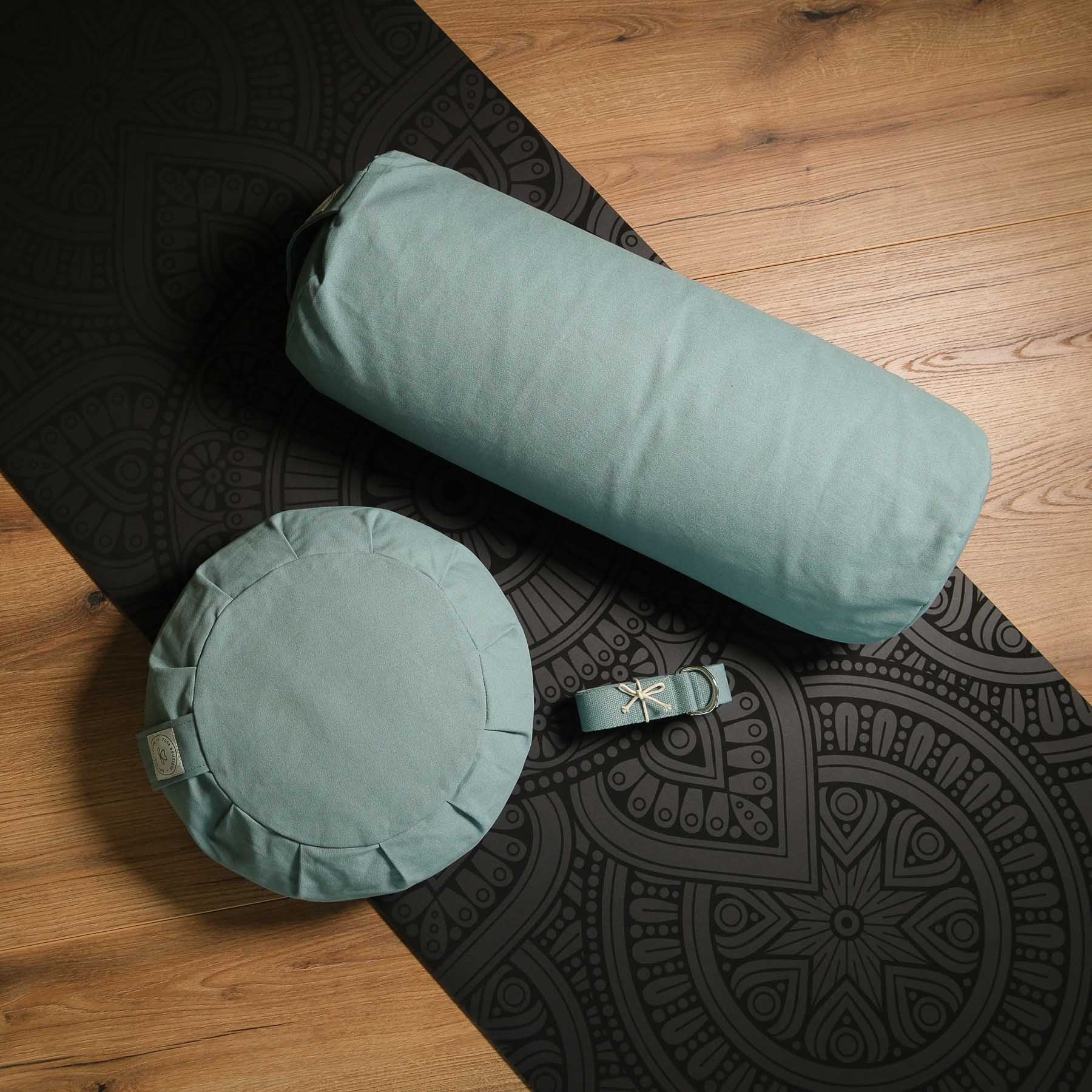 Yoga Bolster en coton uni green-water