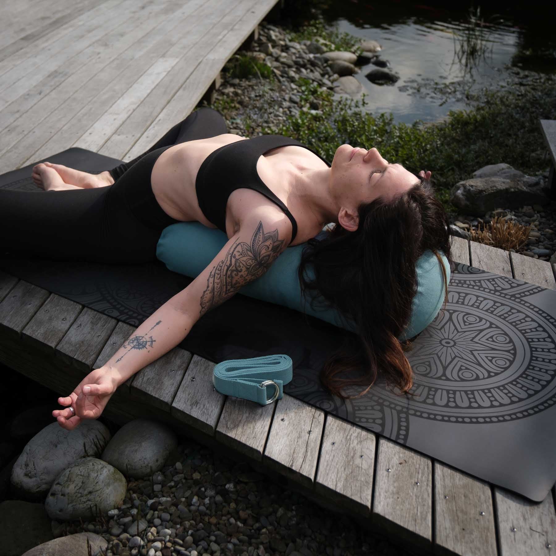 Yoga Bolster en coton uni green-water