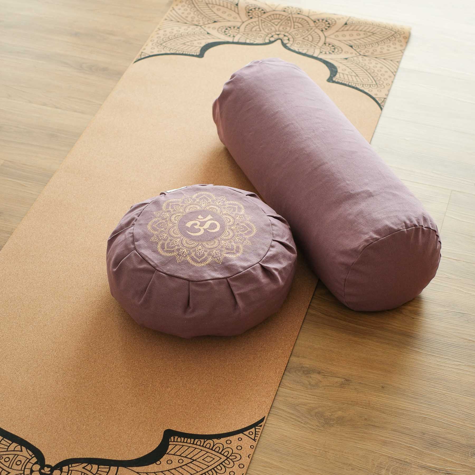 Bolster de yoga en coton uni lavande