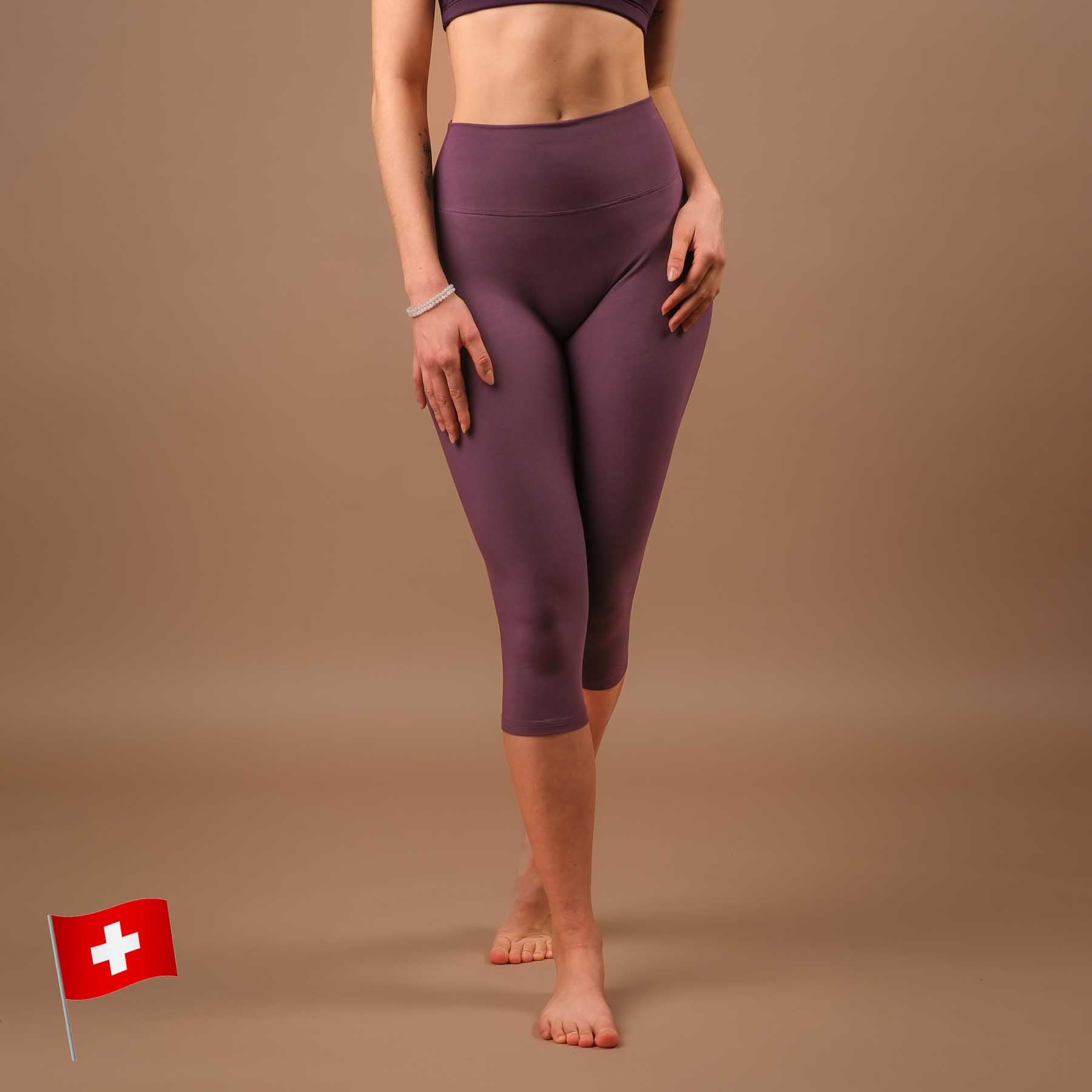 Yoga Capri Leggings Comfy plum fabriqué de manière durable en Suisse