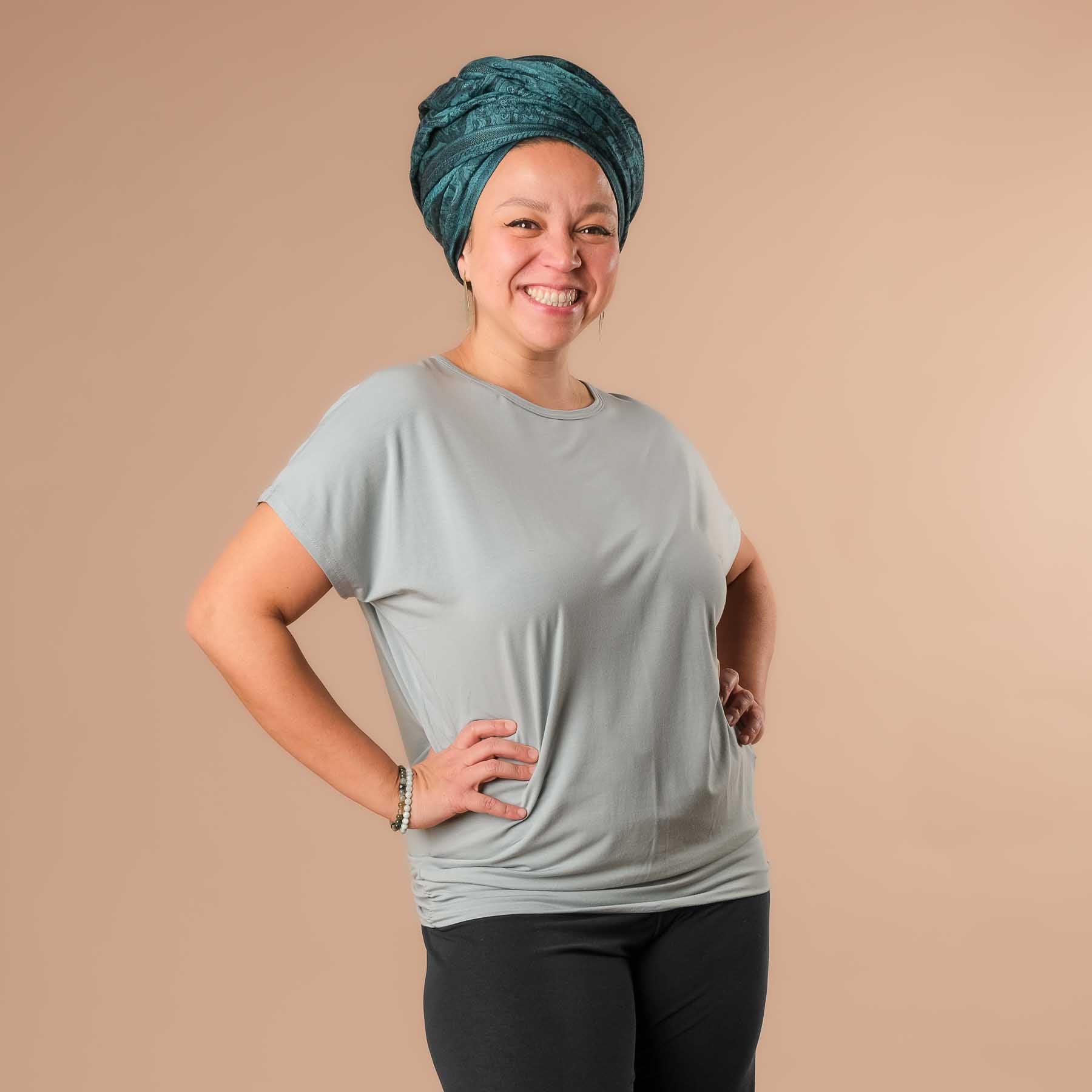 Yoga Shirt Comfy à manches courtes fabriqué de manière durable en Suisse green-water