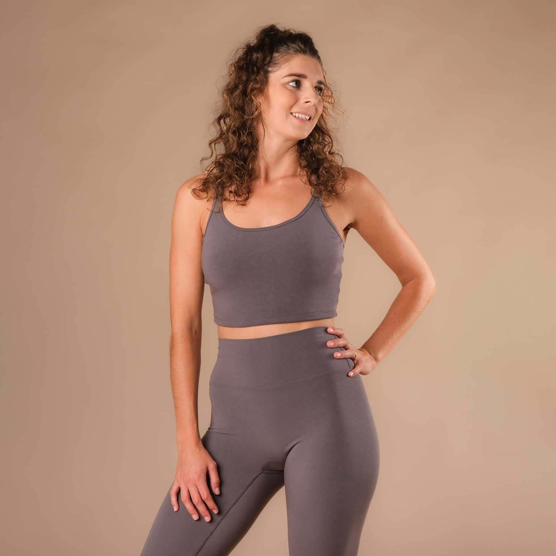 Crop Top Joy avec bretelles croisées steel-grey