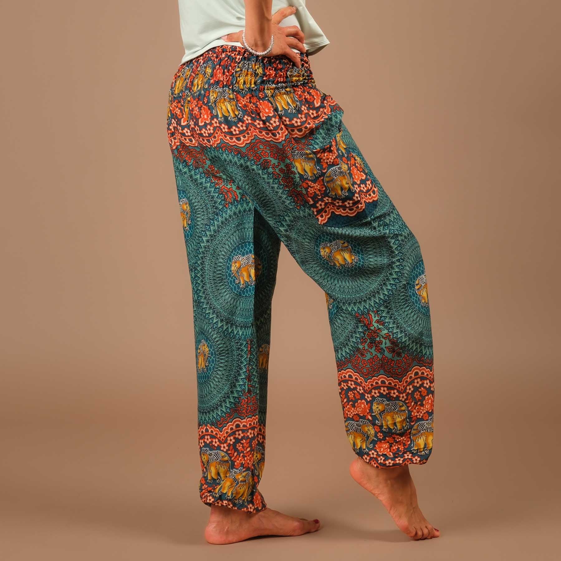 Pantalon de yoga harem éléphant Boho Pants turquoise