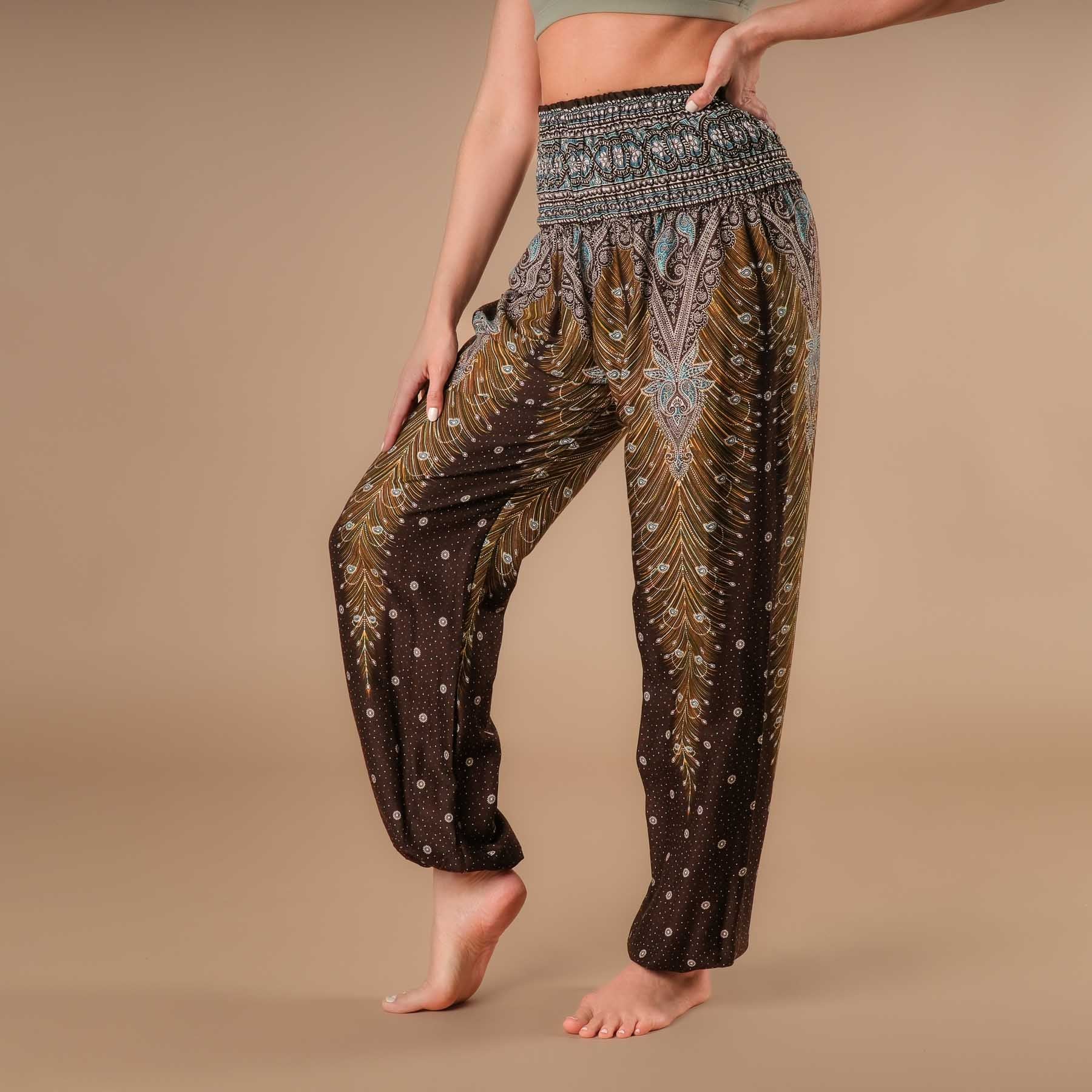 Pantalon de yoga harem Feather marron