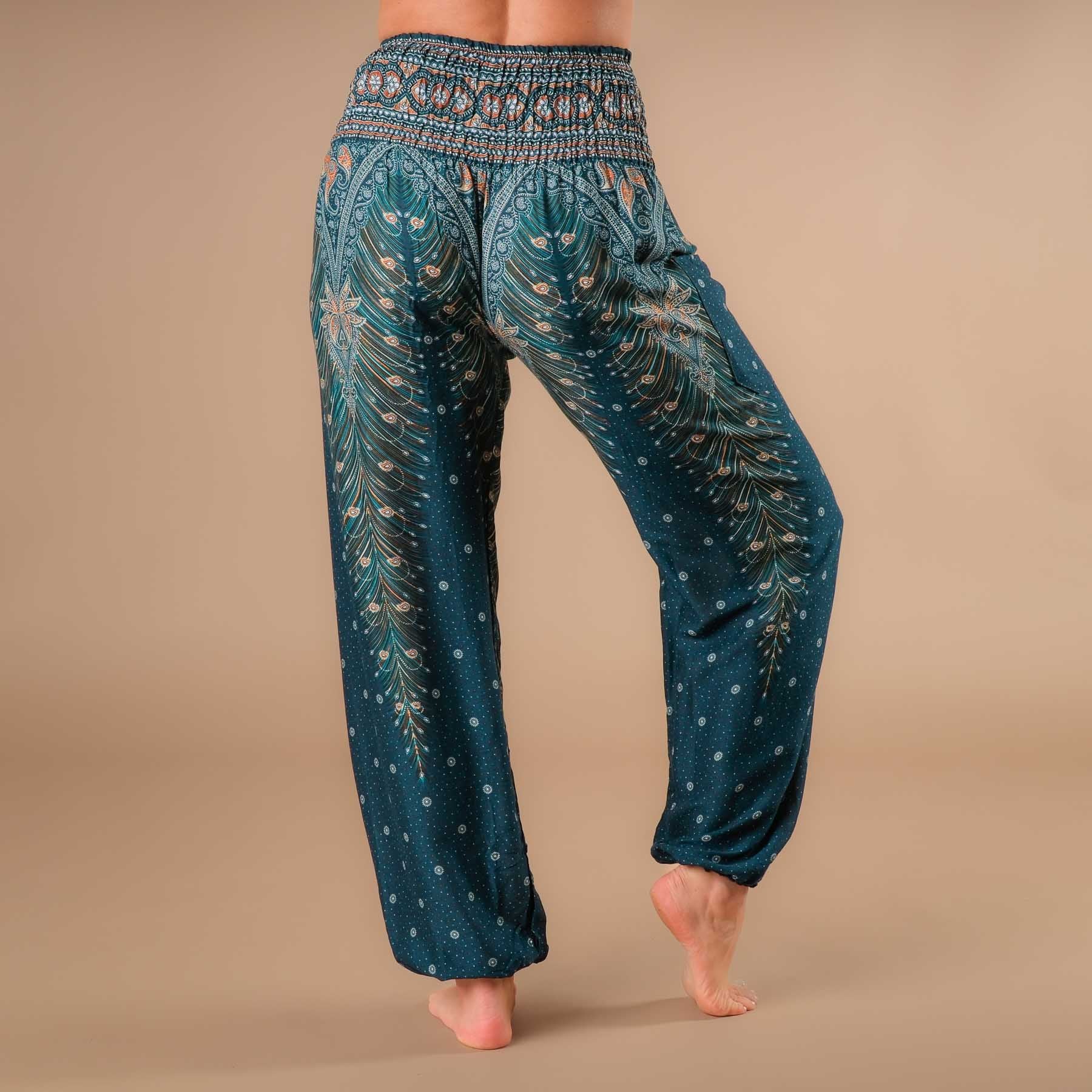 Pantalon de yoga harem Plume turquoise