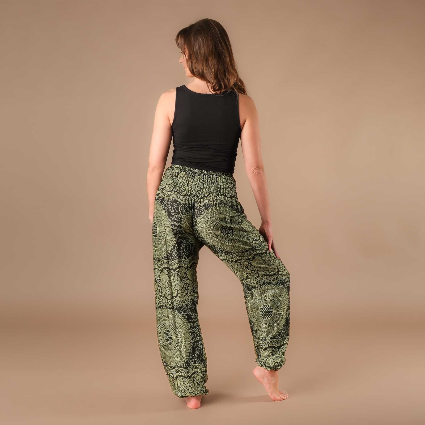 Pantalon de yoga harem Boho Pants Indian Summer vert olive