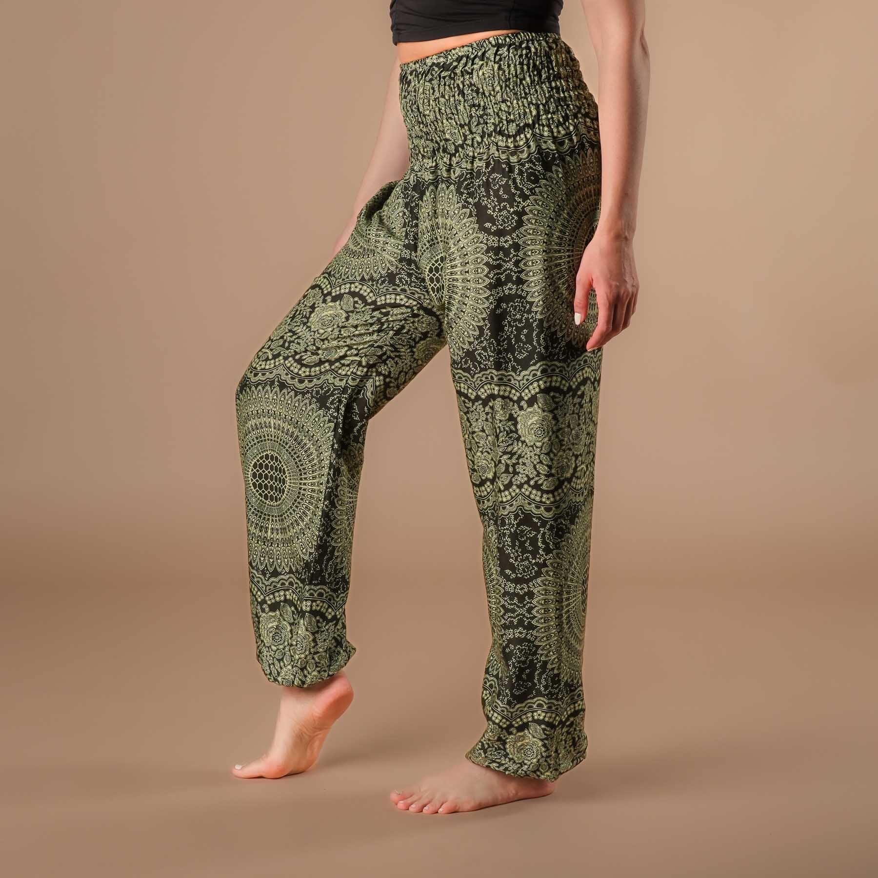 Pantalon de yoga harem Boho Pants Indian Summer vert olive