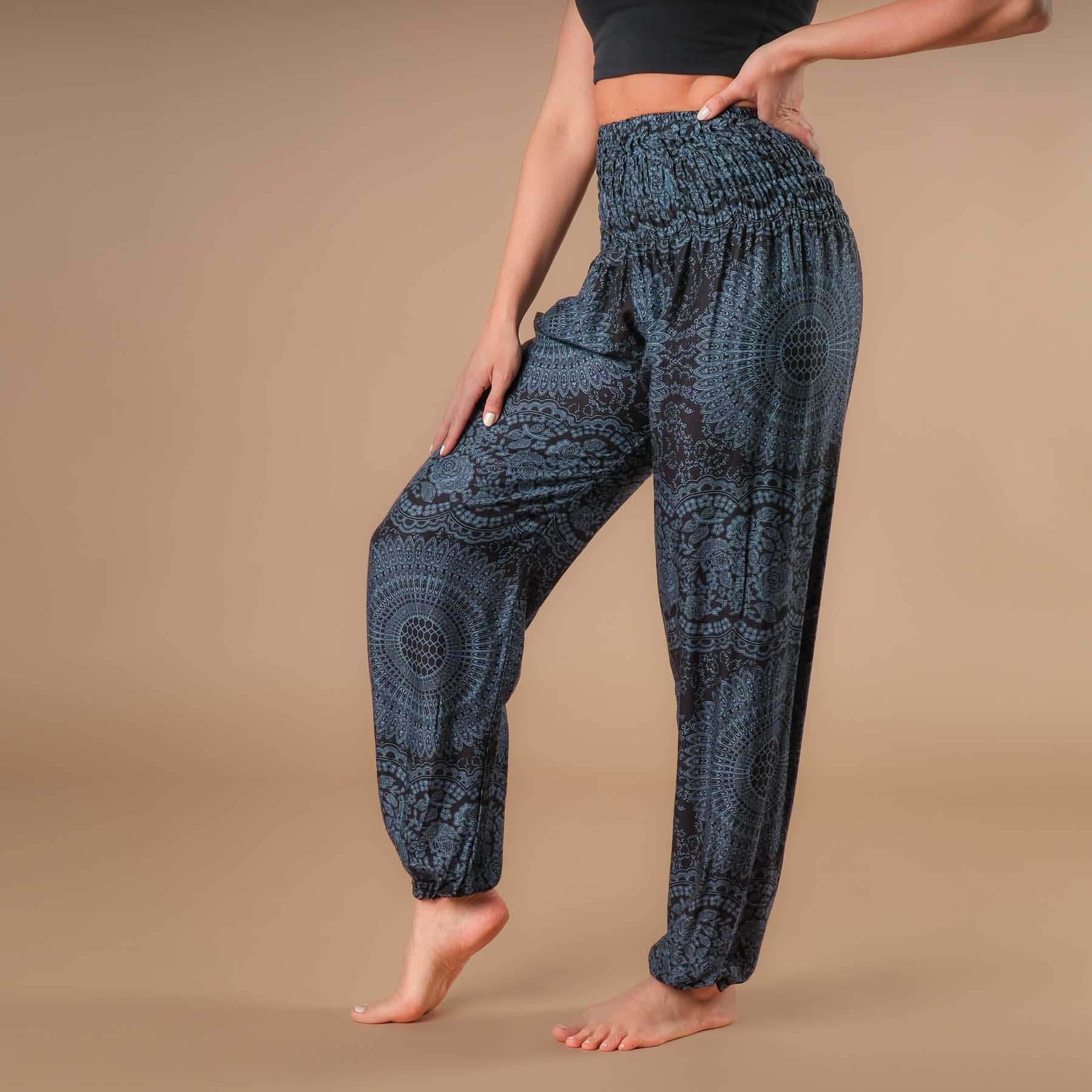 Pantalon de yoga harem Boho Pants Indian Summer noir