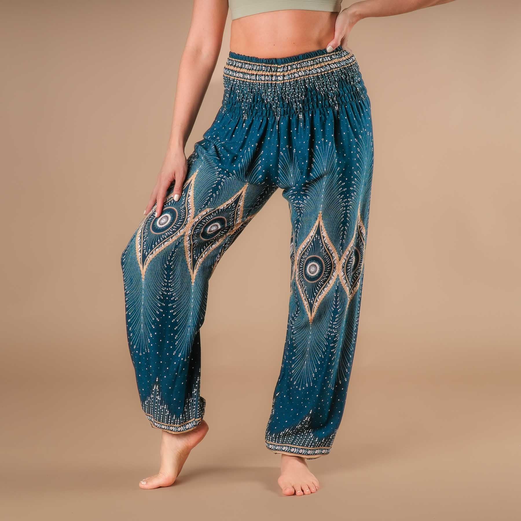 Pantalon de yoga harem Boho Pants Orient pétrole