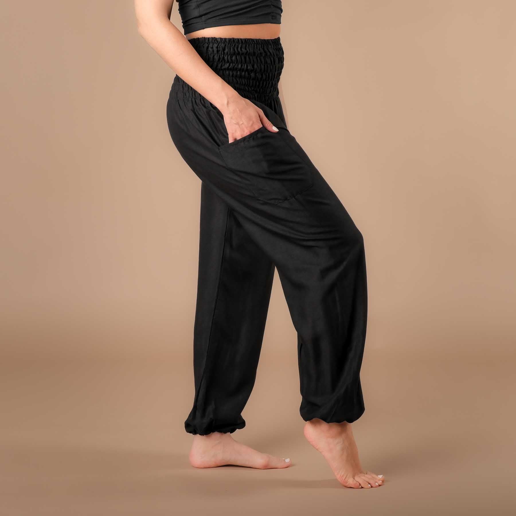 Pantalon de yoga harem uni noir