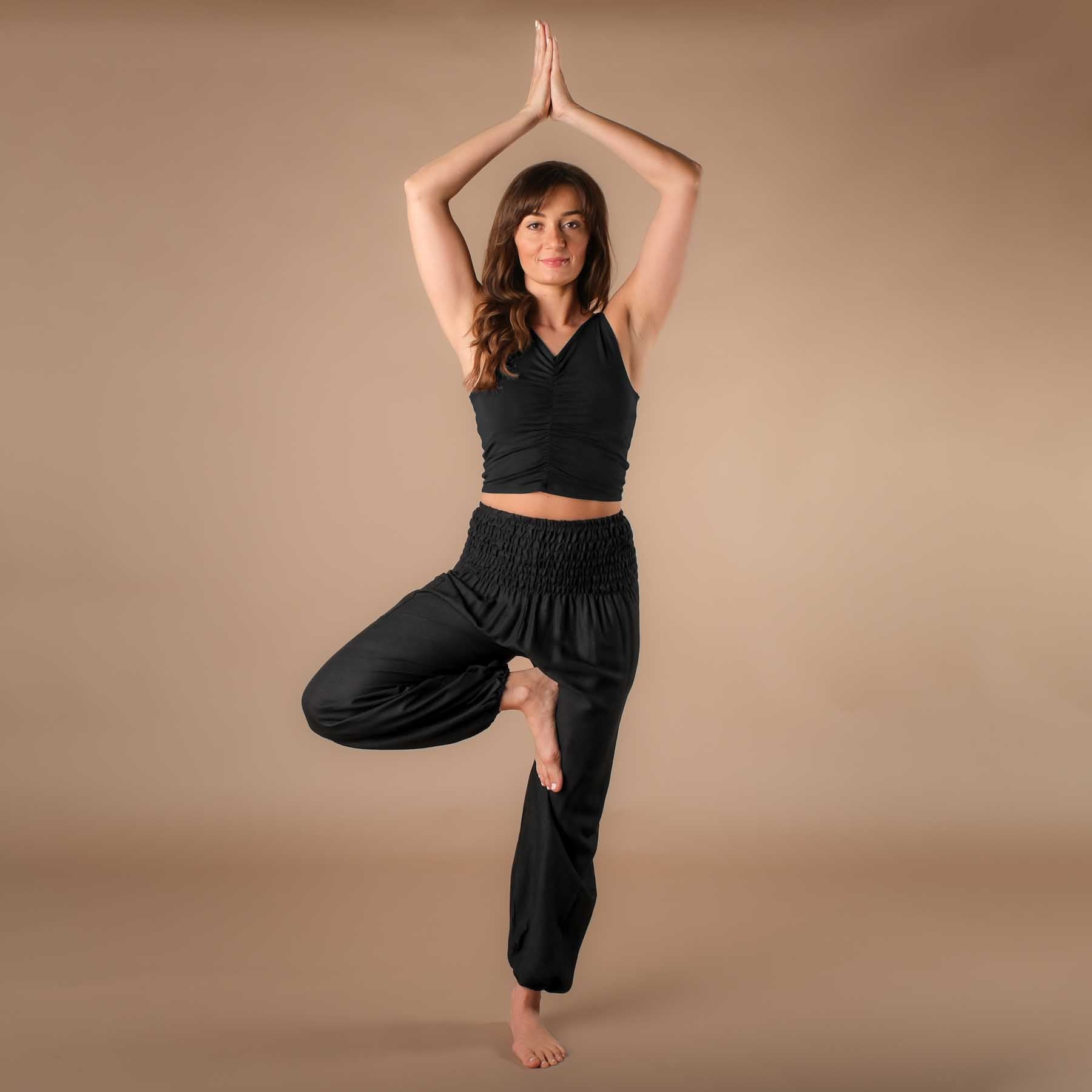 Pantalon de yoga harem uni noir