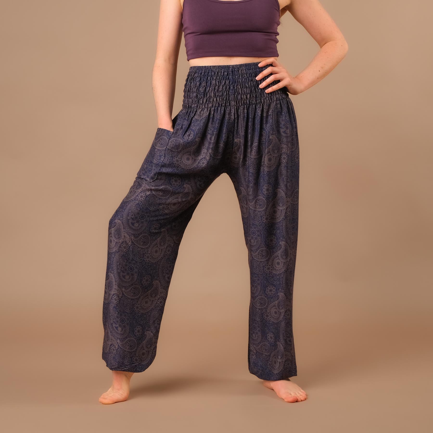 Pantalon de yoga harem YingYang indigo