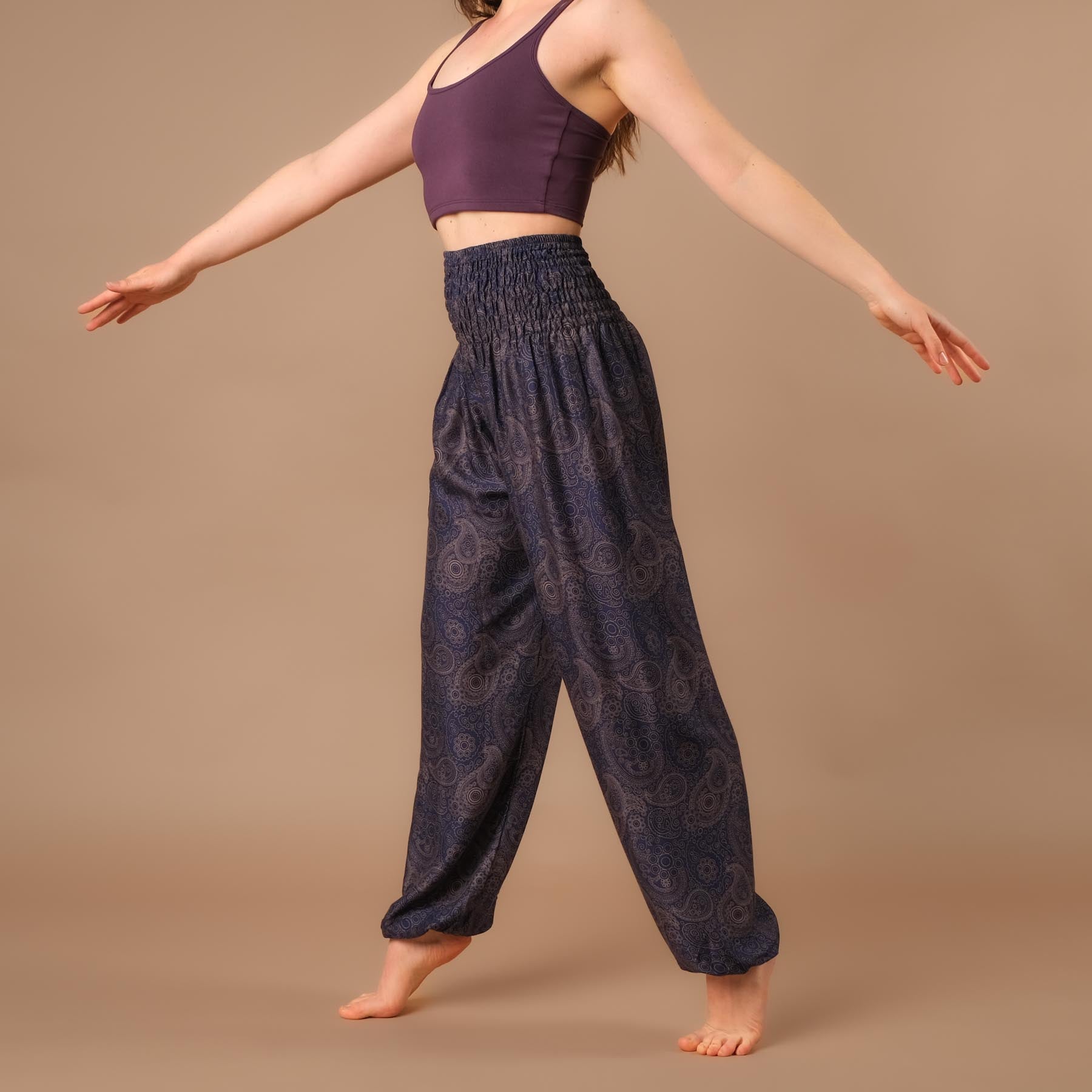 Pantalon de yoga harem YingYang indigo