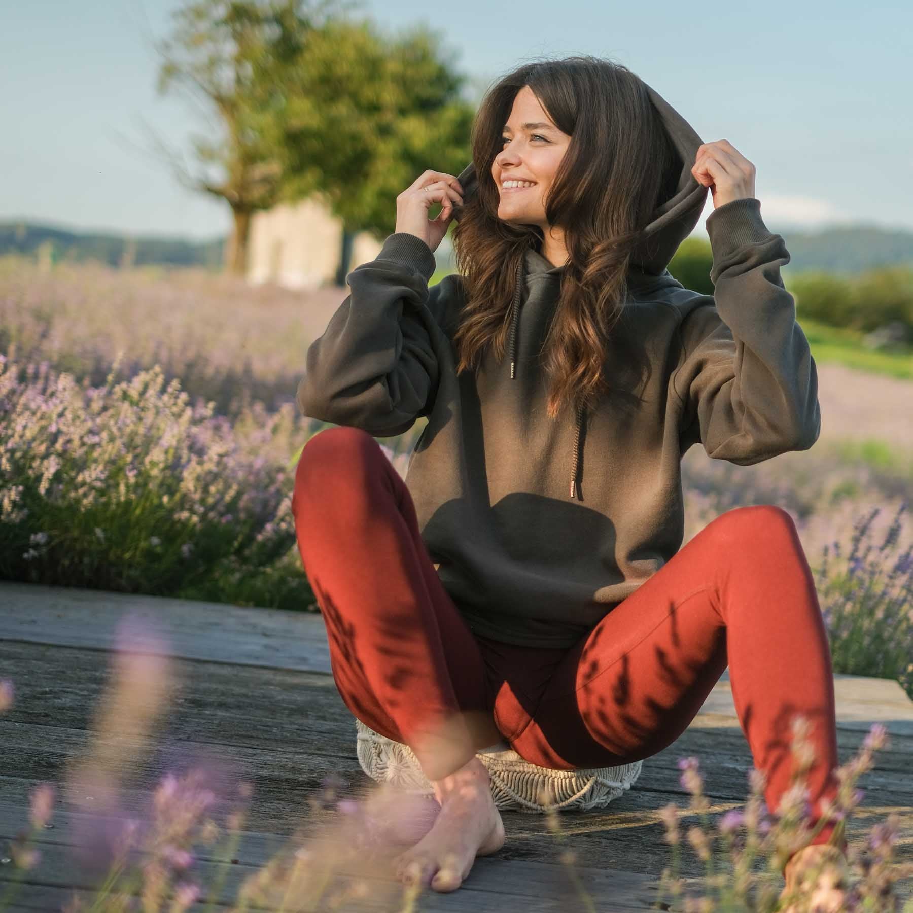 Sweat à capuche pour le yoga anthracite