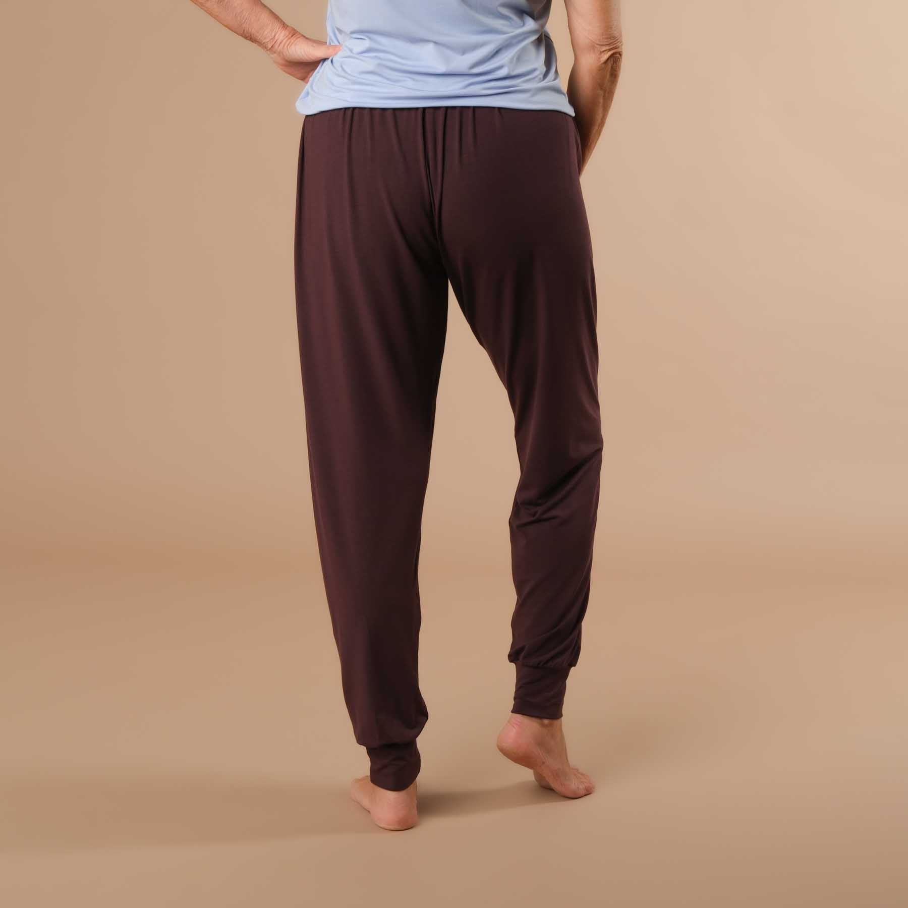 Pantalon de yoga Taj Mahal long, fabriqué de manière durable en Suisse, couleur aubergine