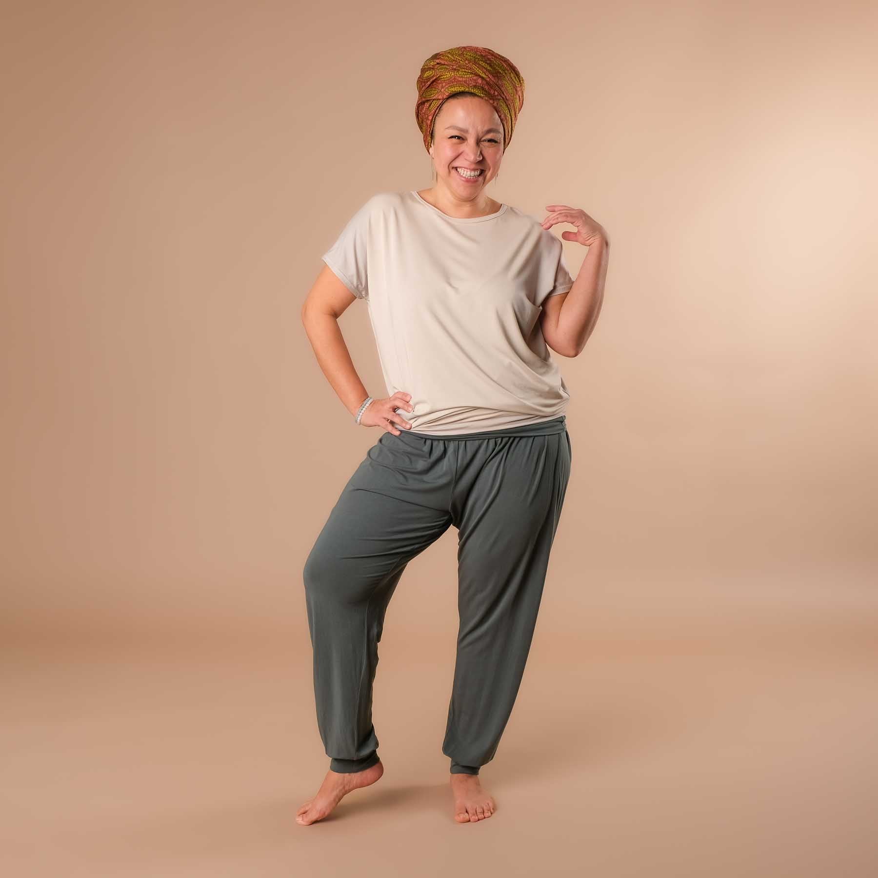 Pantalon de yoga Taj Mahal long fabriqué de manière durable en Suisse émeraude