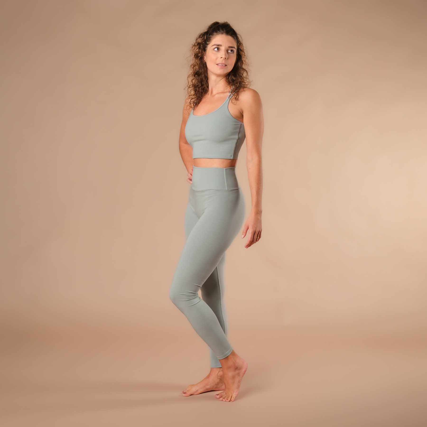 Leggings de yoga durables Comfy super doux, fabriqués en Suisse green-water