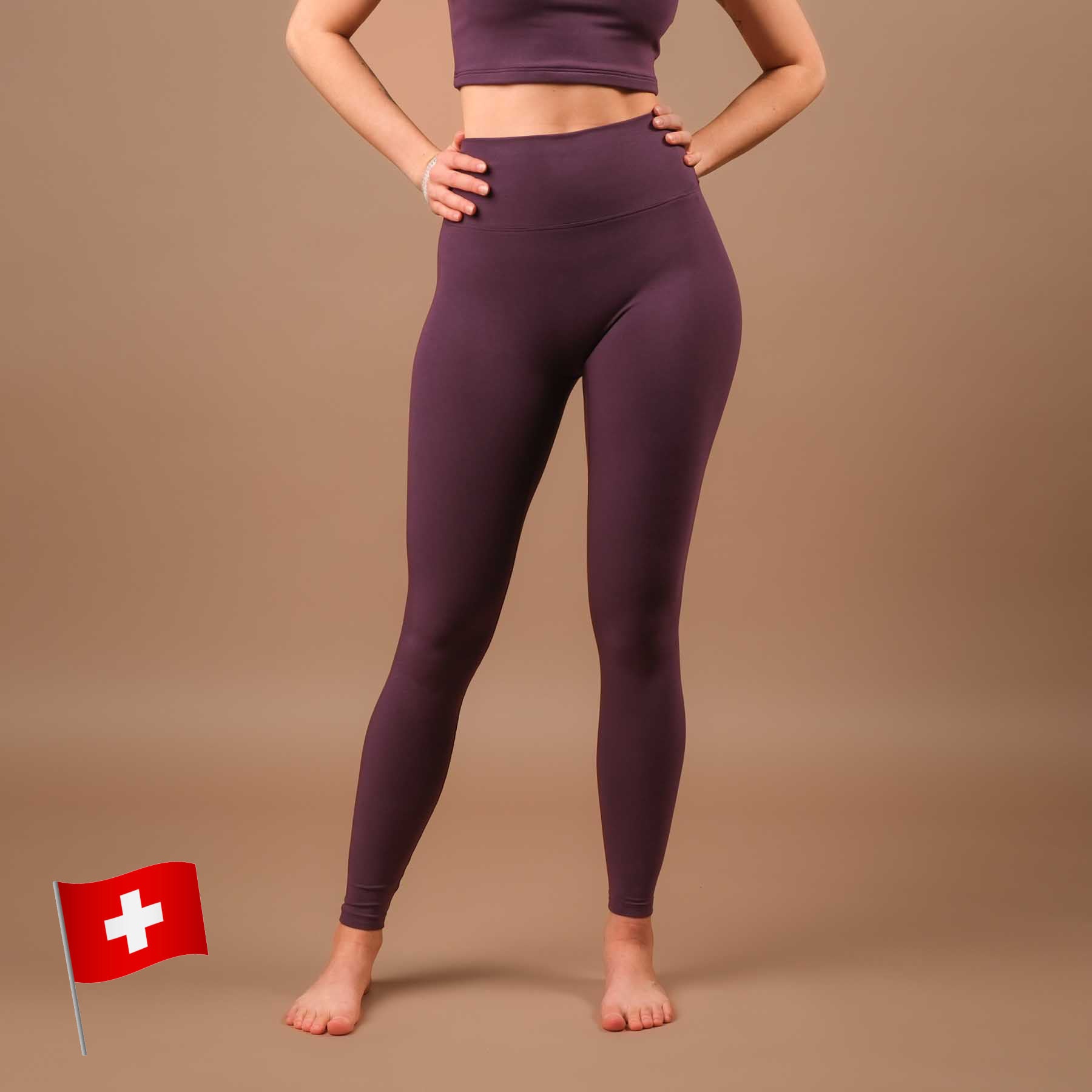 Leggings de yoga Comfy plum, fabriqués en Suisse