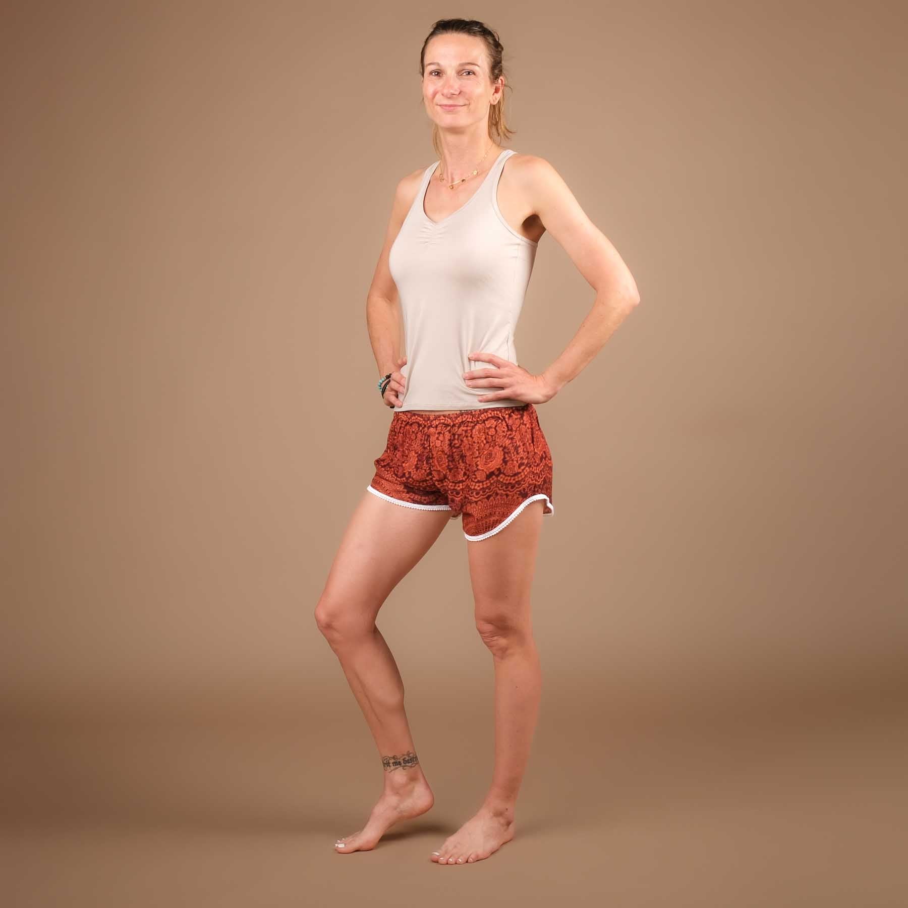 Short Yoga Pom Pom brun rouille