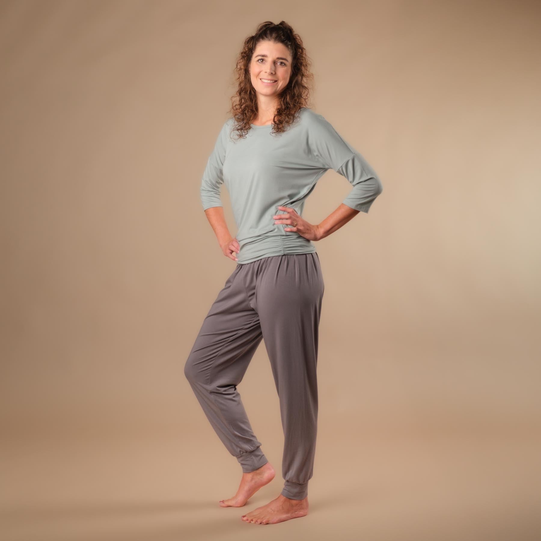 Yoga Shirt Comfy manches 3/4, fabriqué en Suisse, tissu très doux, green-water