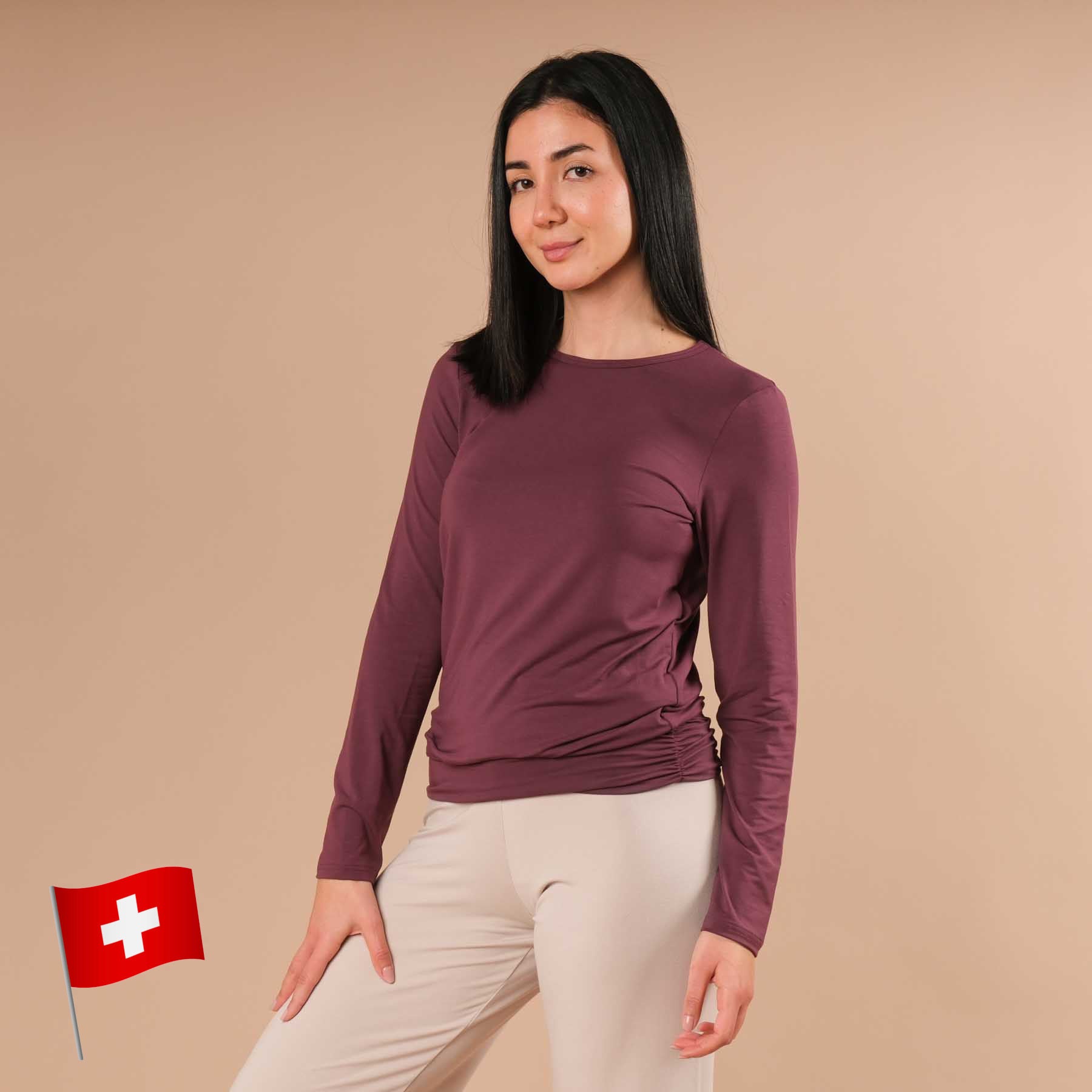 Yoga Shirt Comfy manches longues berry