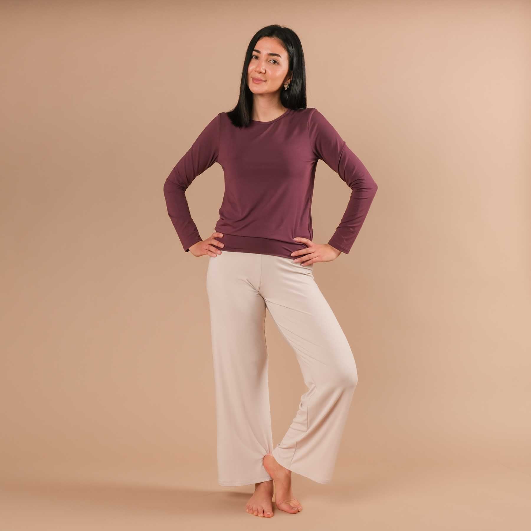 Yoga Shirt Comfy manches longues berry