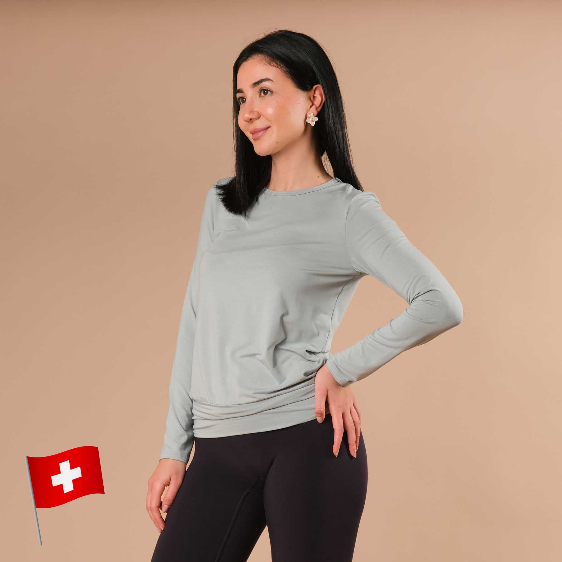 Yoga Shirt Comfy manches longues green water