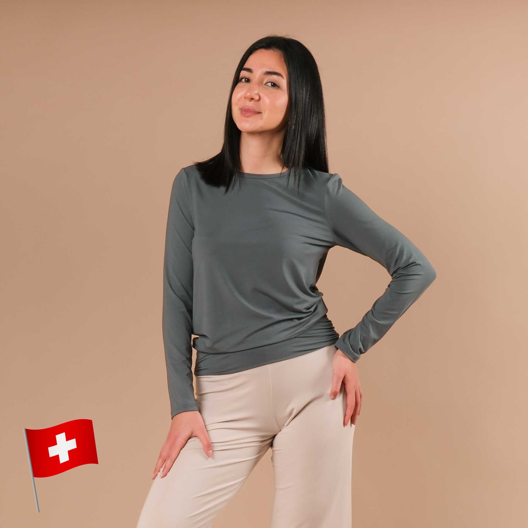 Yoga Shirt Comfy manches longues émeraude