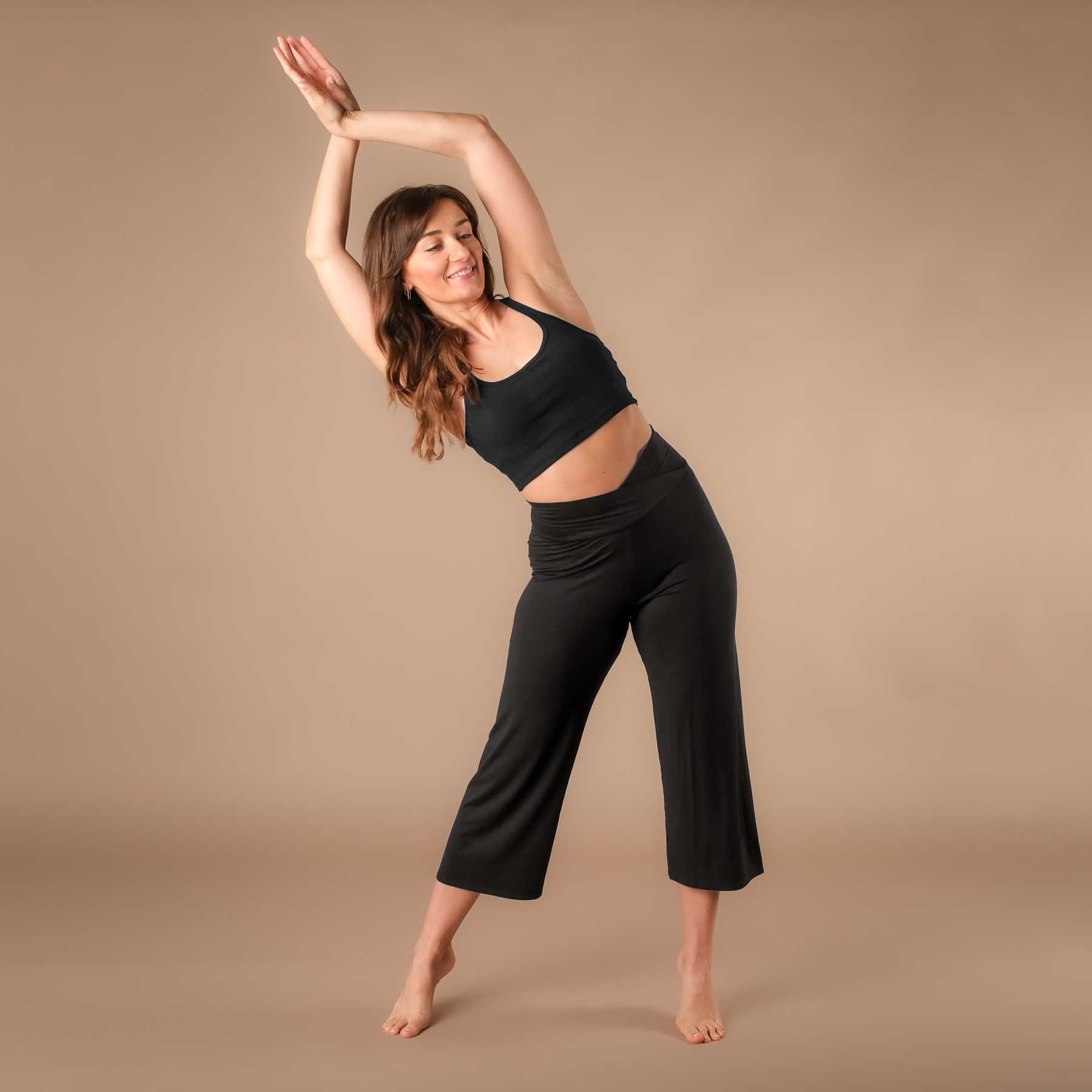 Pantalon de yoga d'été 3/4 aéré et léger Culotte Comfy noir
