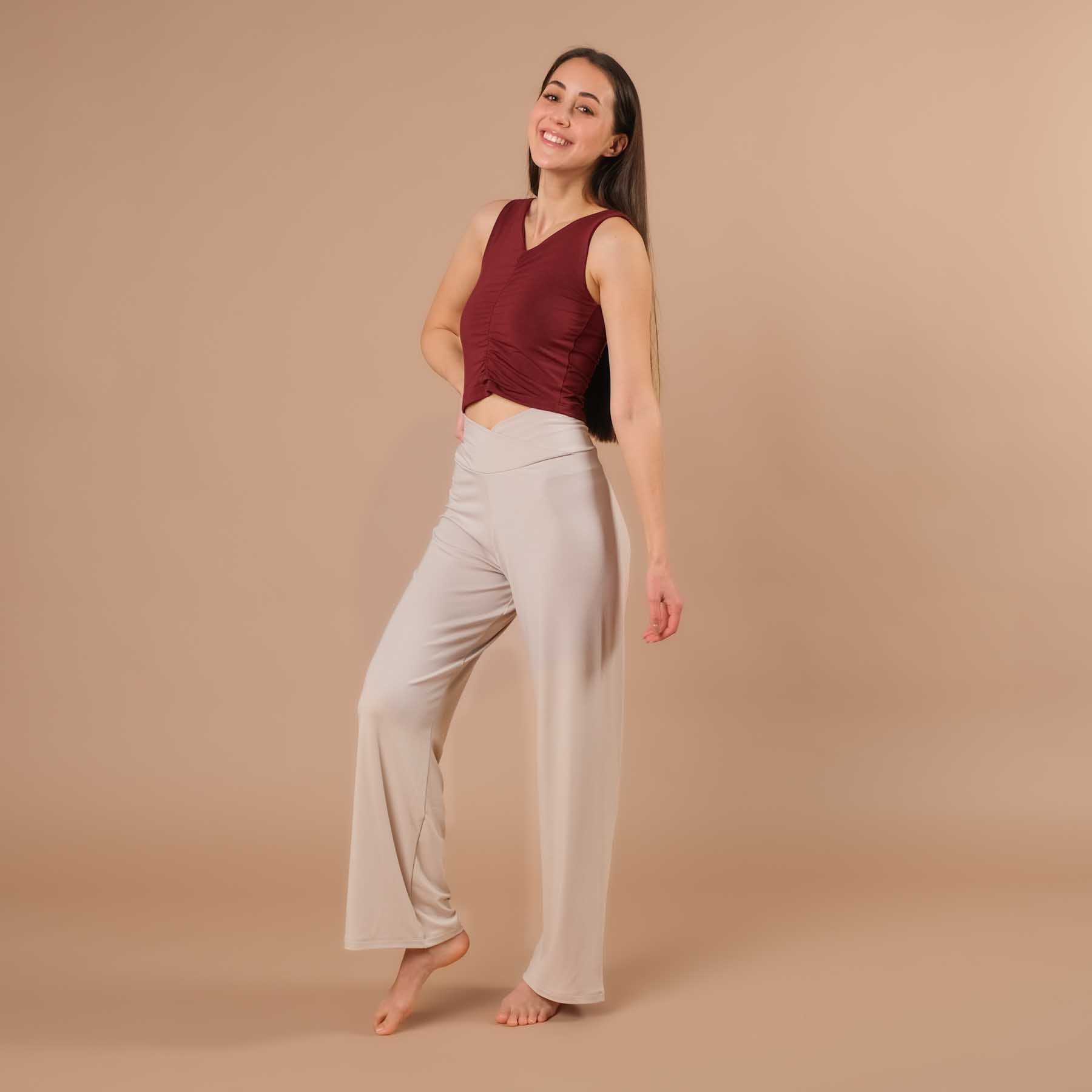 Crop Top d'été froncé Comfy bordeaux