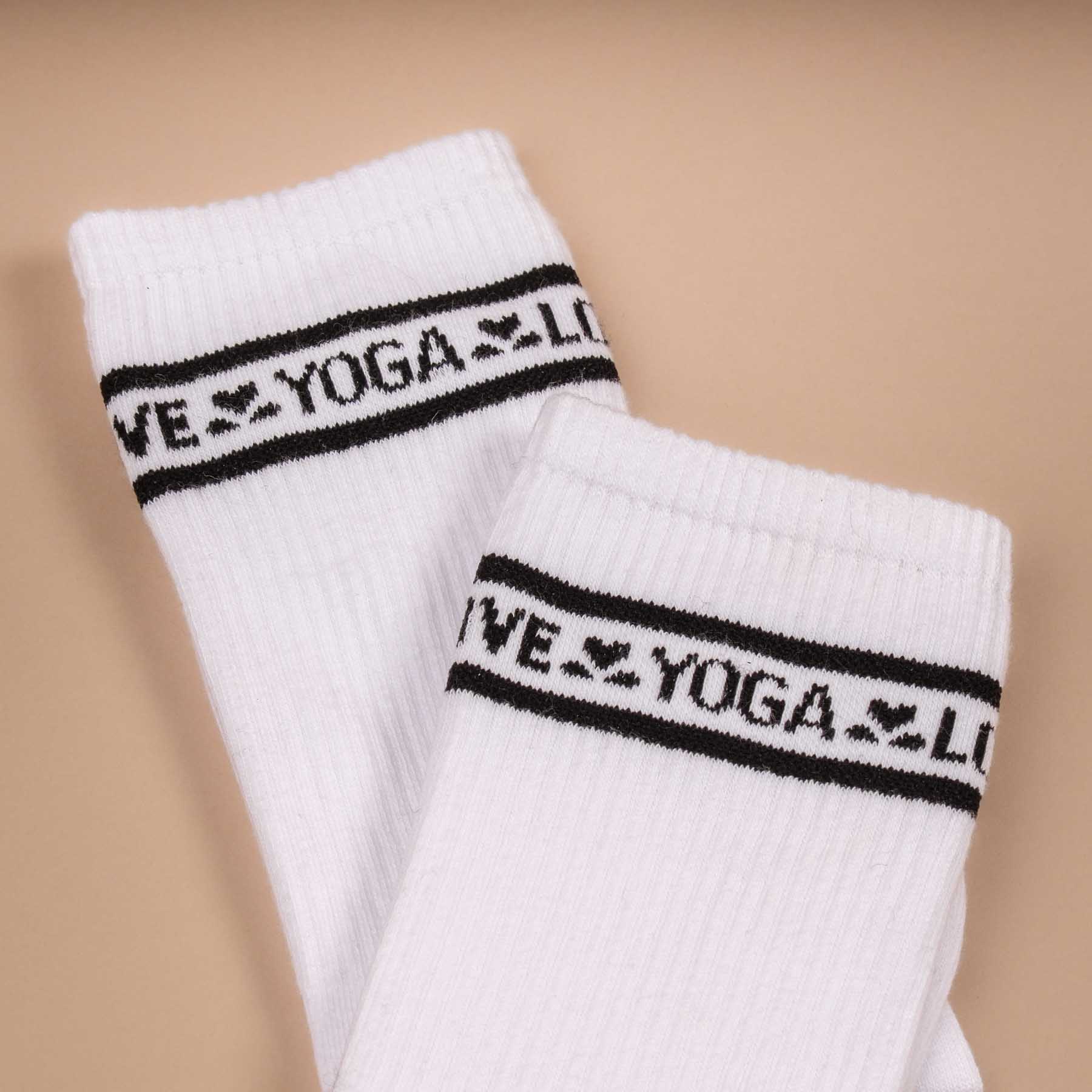 Chaussettes de yoga antidérapantes hautes avec motif Mandala blanc