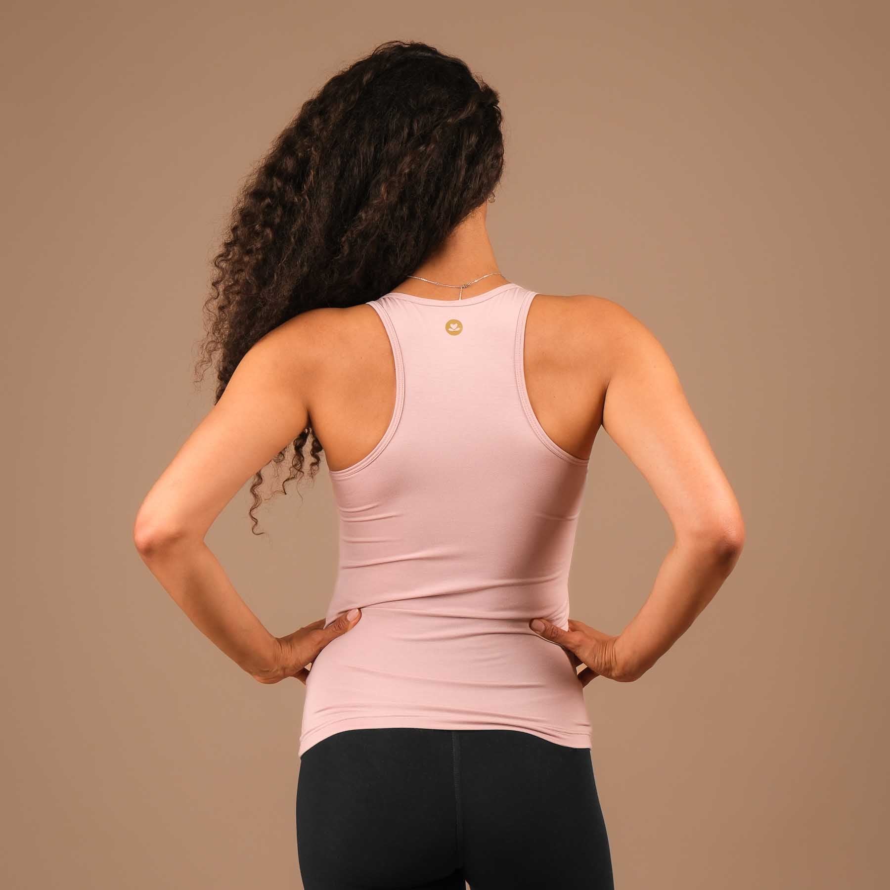 Débardeur de yoga durable Comfy froncé noir made in Switzerland rose
