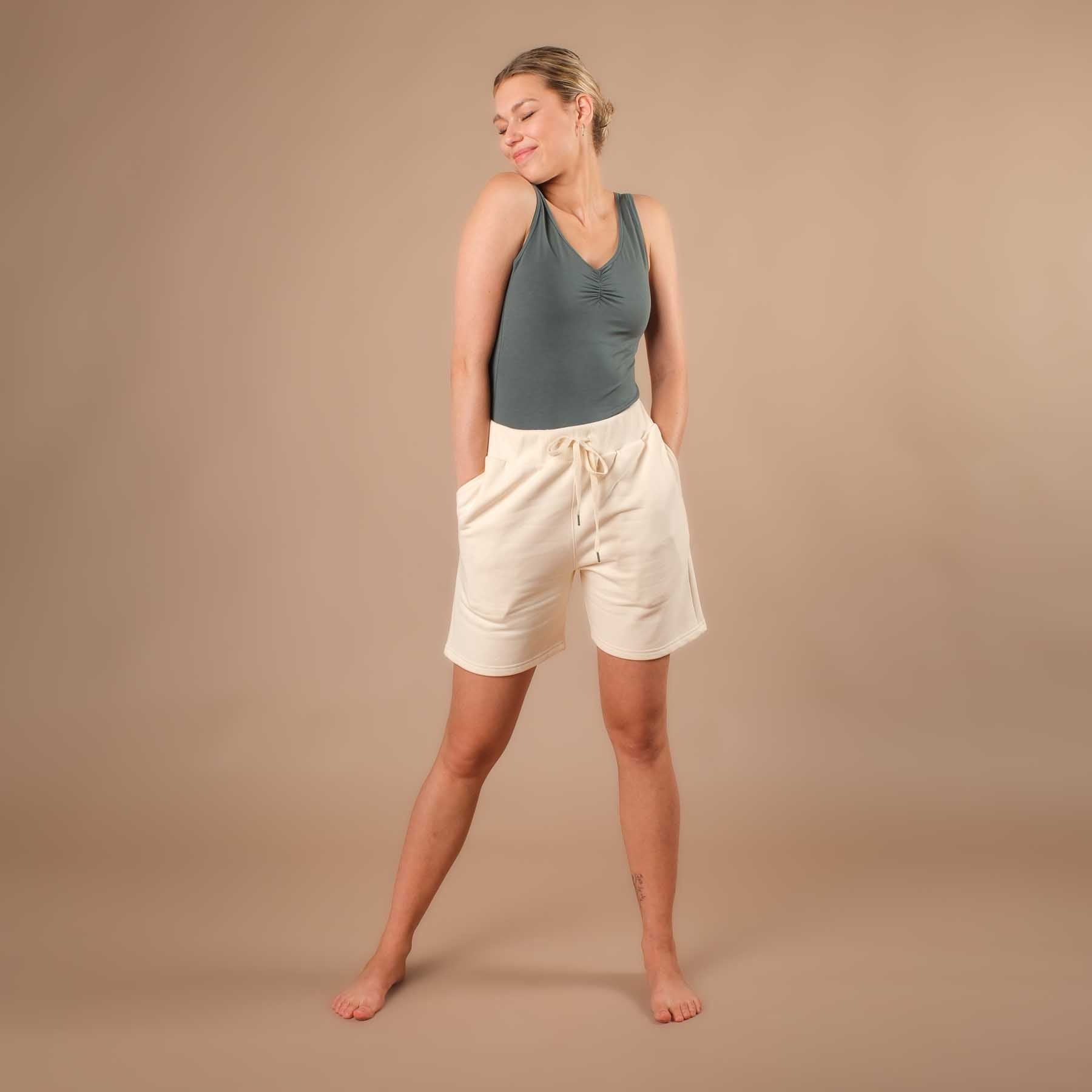 Débardeur de yoga durable froncé Comfy made in Switzerland émeraude