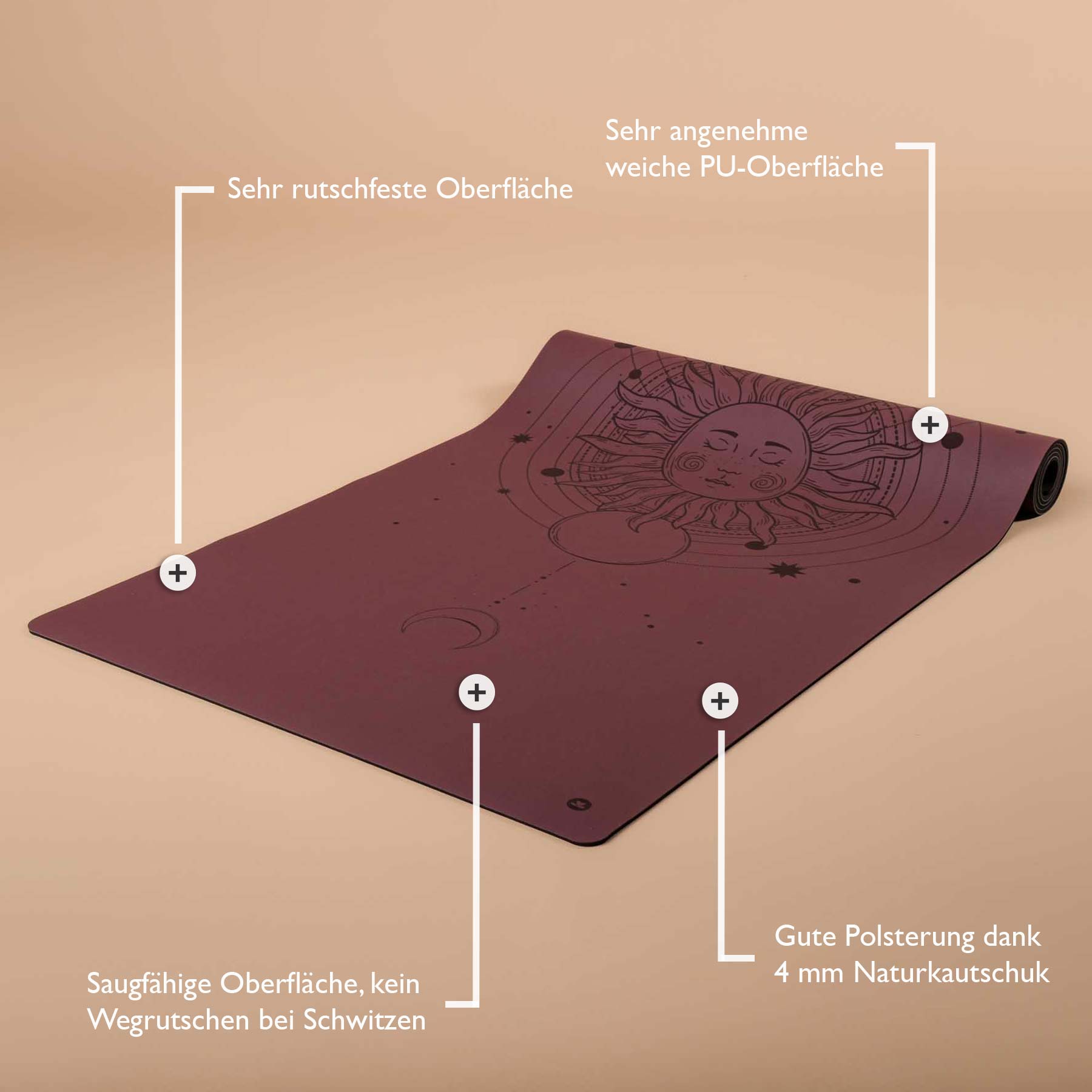 Tapis de yoga SuperGrip 2.0 Cosmos antidérapant berry
