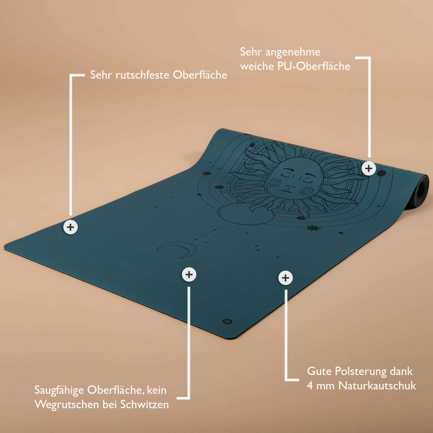 Tapis de yoga SuperGrip 2.0 Cosmos antidérapant petrol