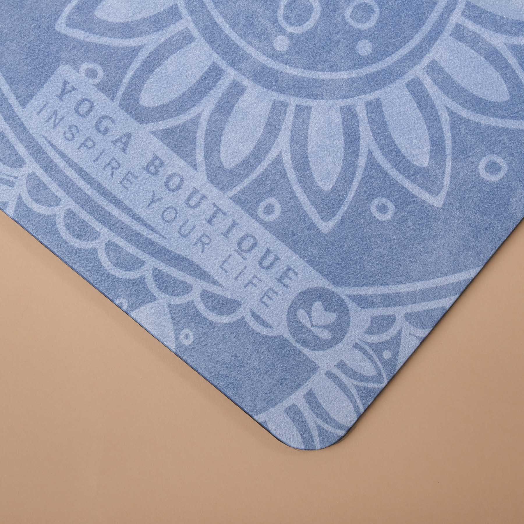 Tapis de yoga velours Mandala bleu