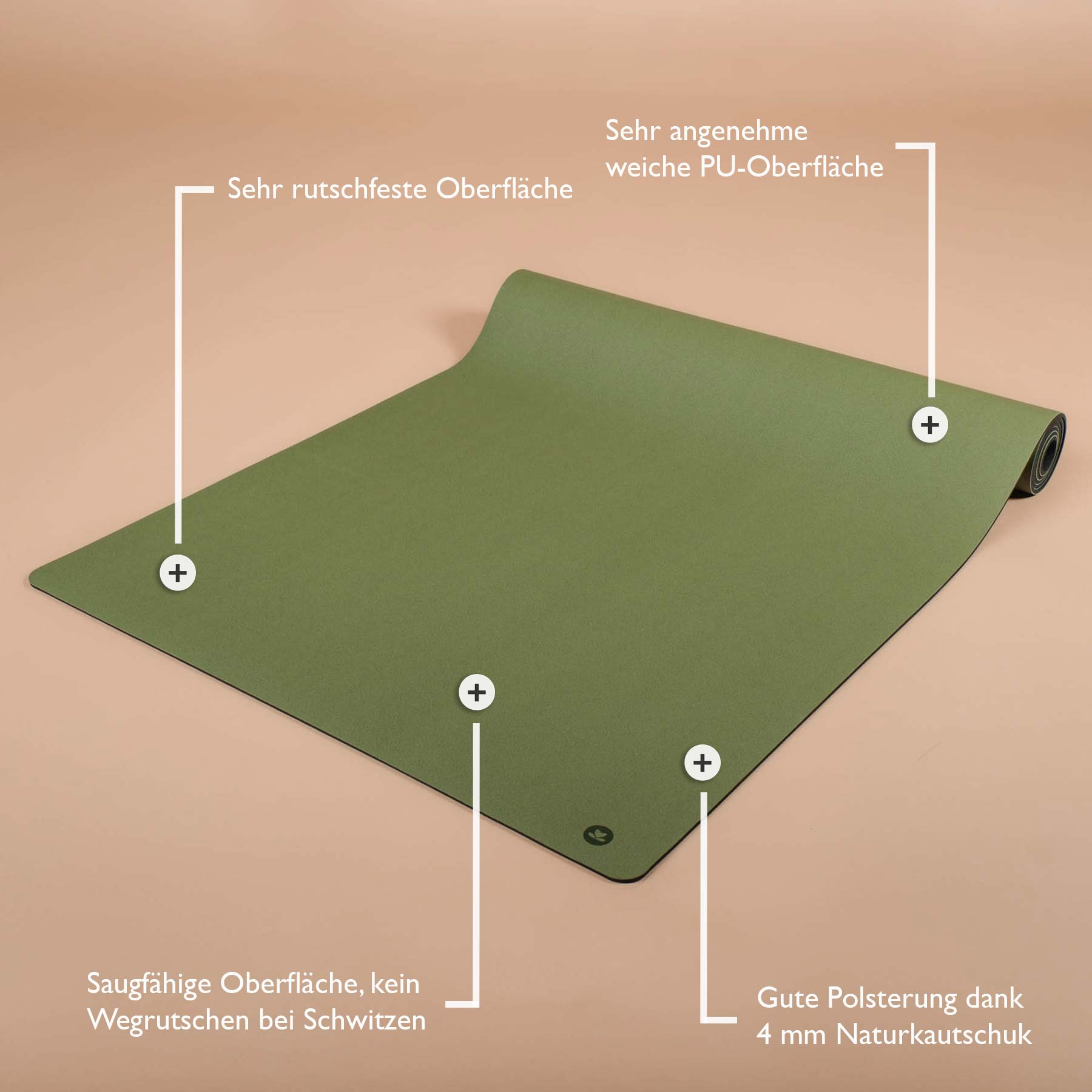 Tapis de yoga SuperGrip très antidérapant en caoutchouc naturel durable de couleur apple