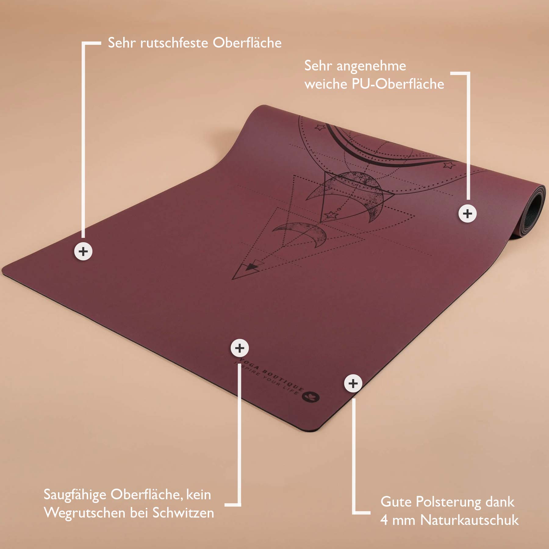 Tapis de yoga SuperGrip 2.0 Moon berry