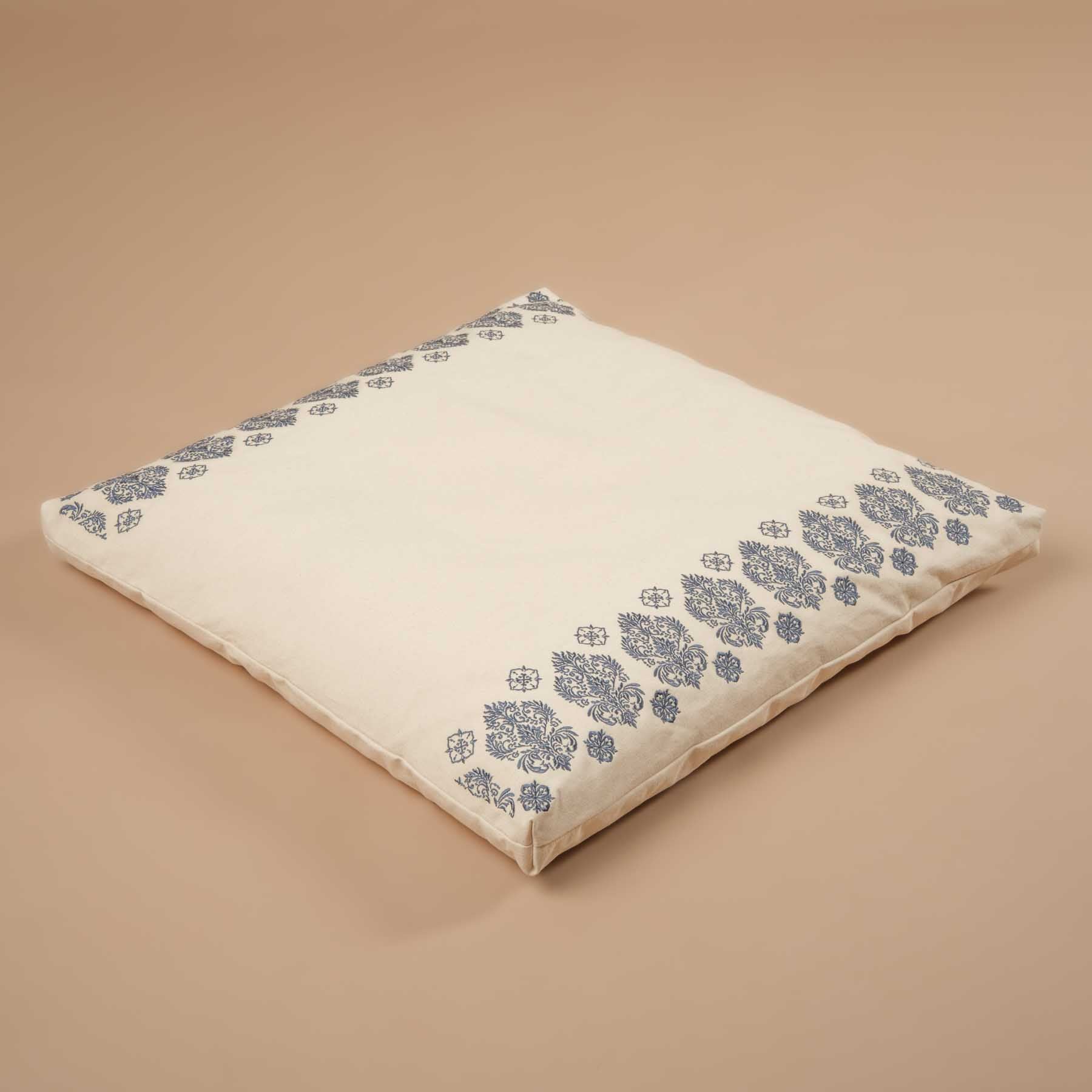Tapis de méditation Zabuton Fleur-de-Lys bleu