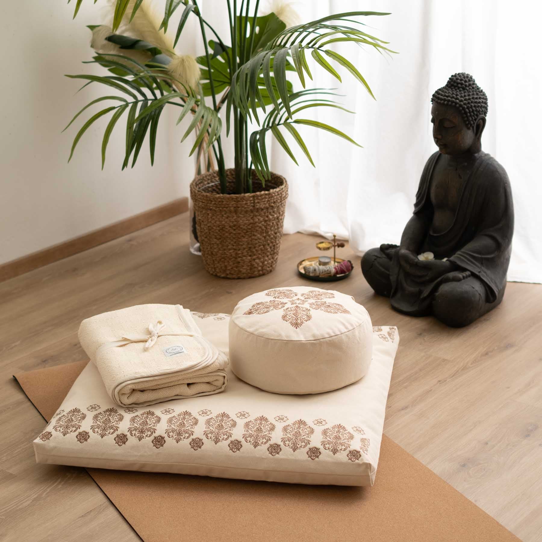 Tapis de méditation Zabuton Fleur-de-Lys brun