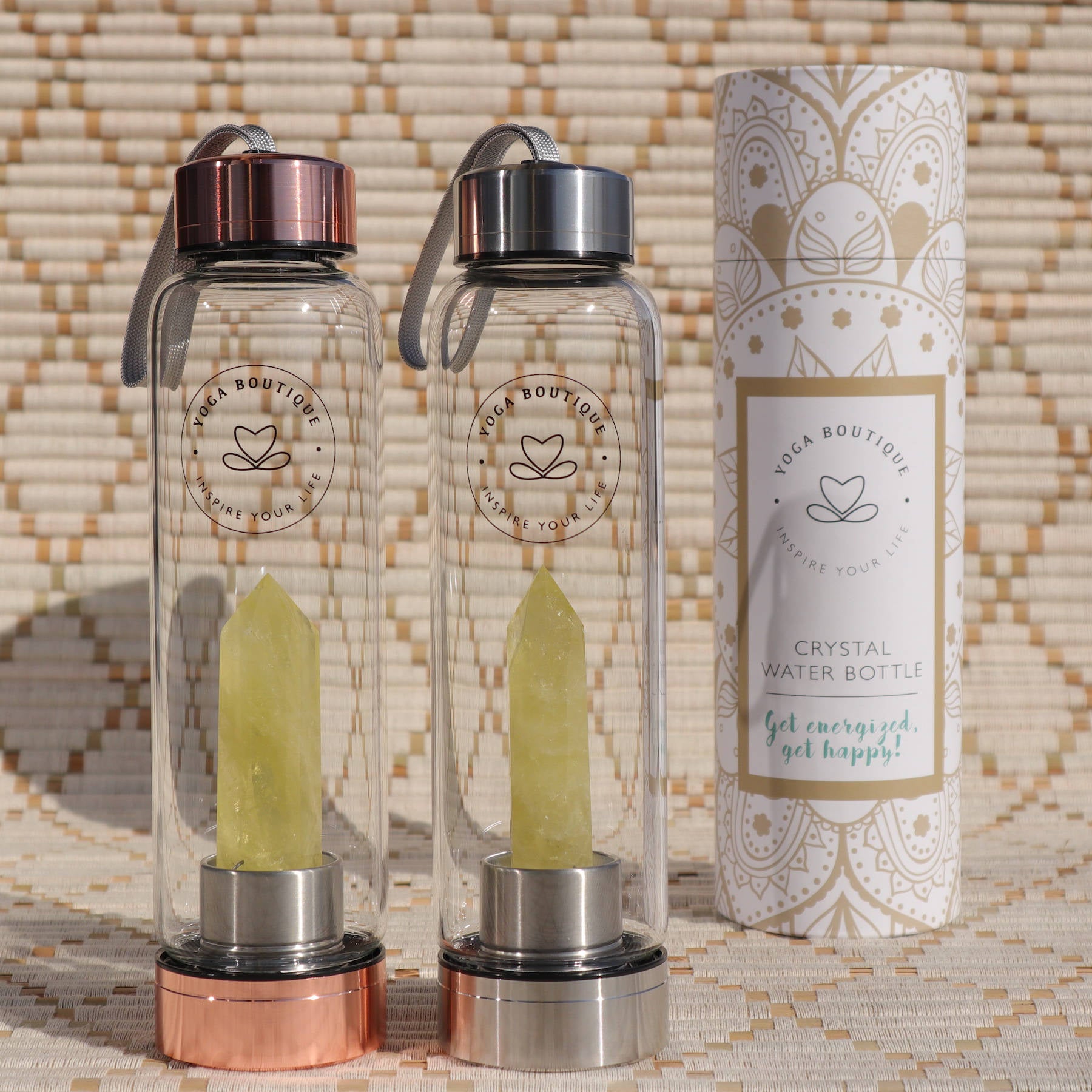 Bouteille d'eau en pierre précieuse Citrin