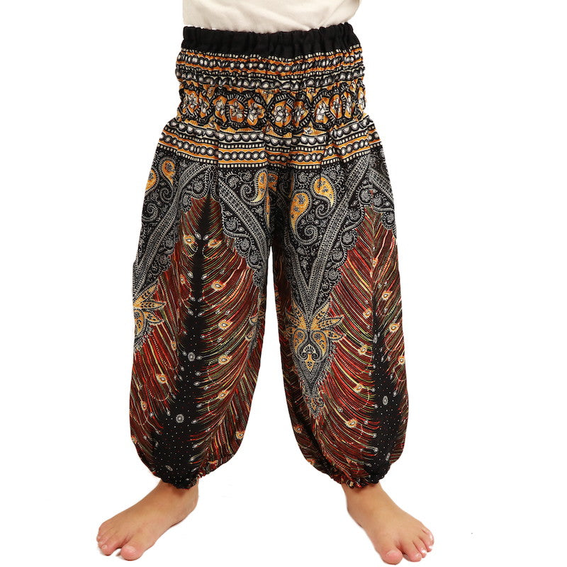 Pantalon de yoga harem pour enfants Feather noir