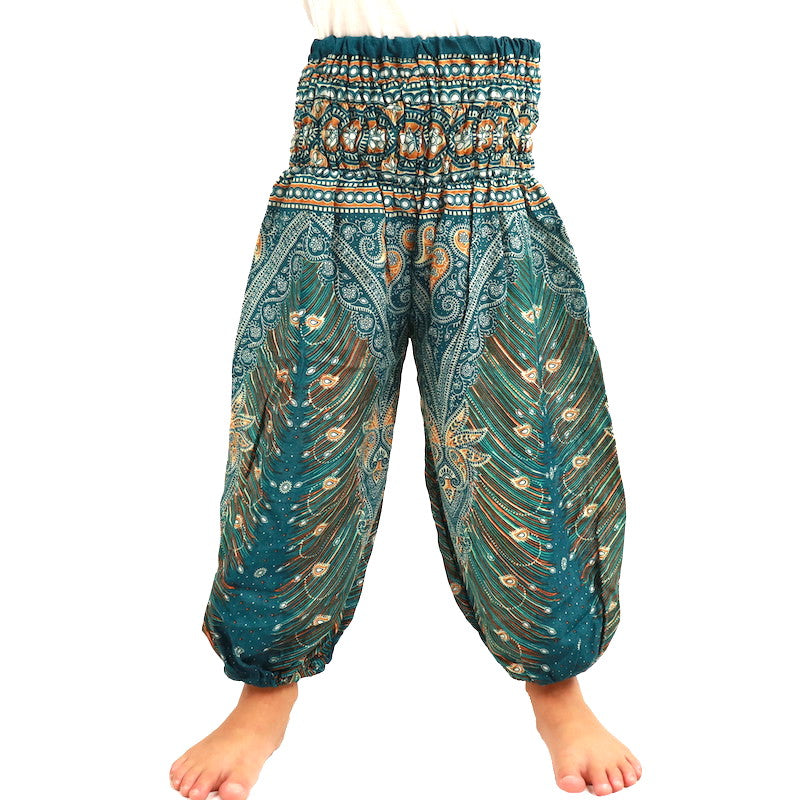 Pantalon de yoga harem pour enfants Feather turquoise