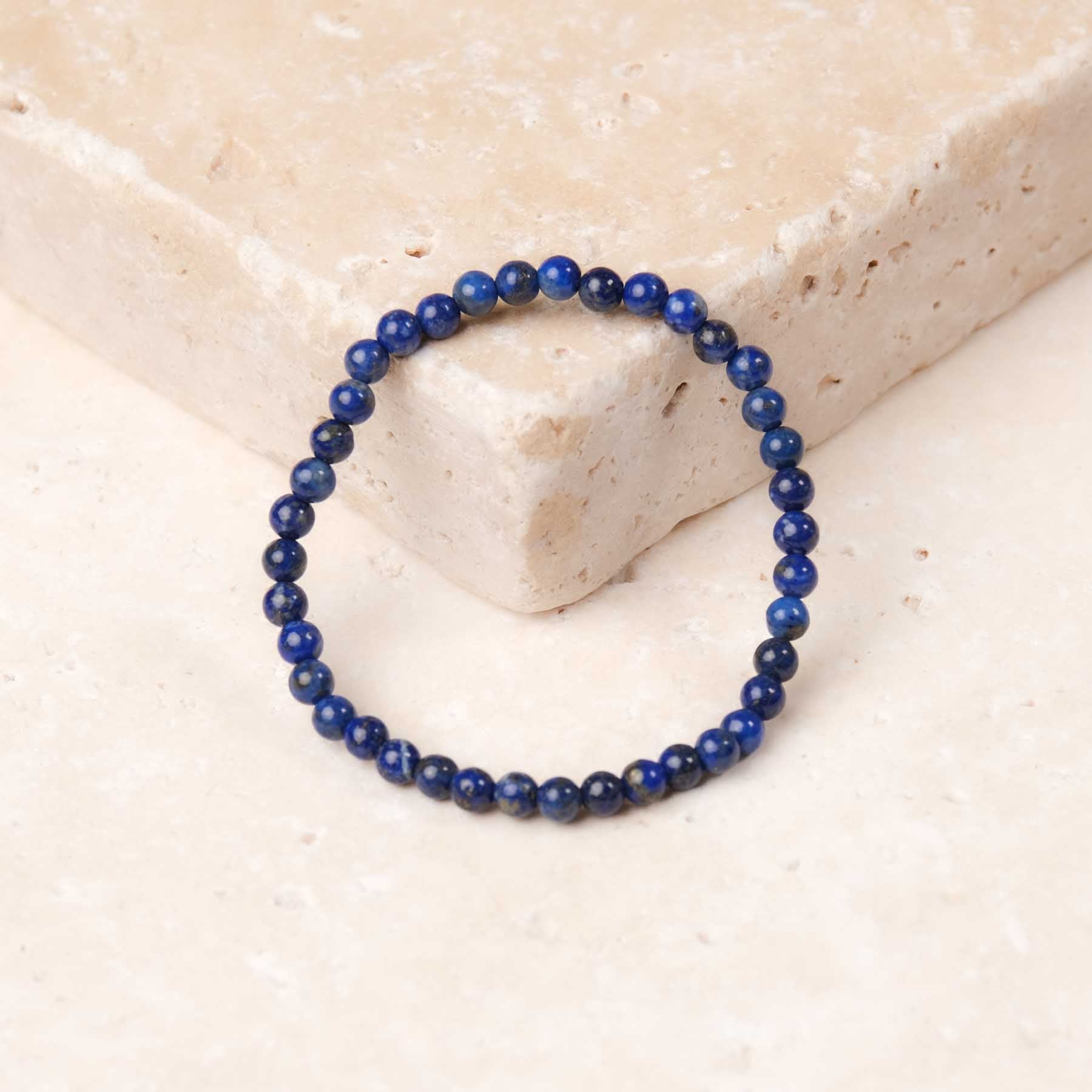 Bracelet de pierres précieuses lapis-lazuli 4mm