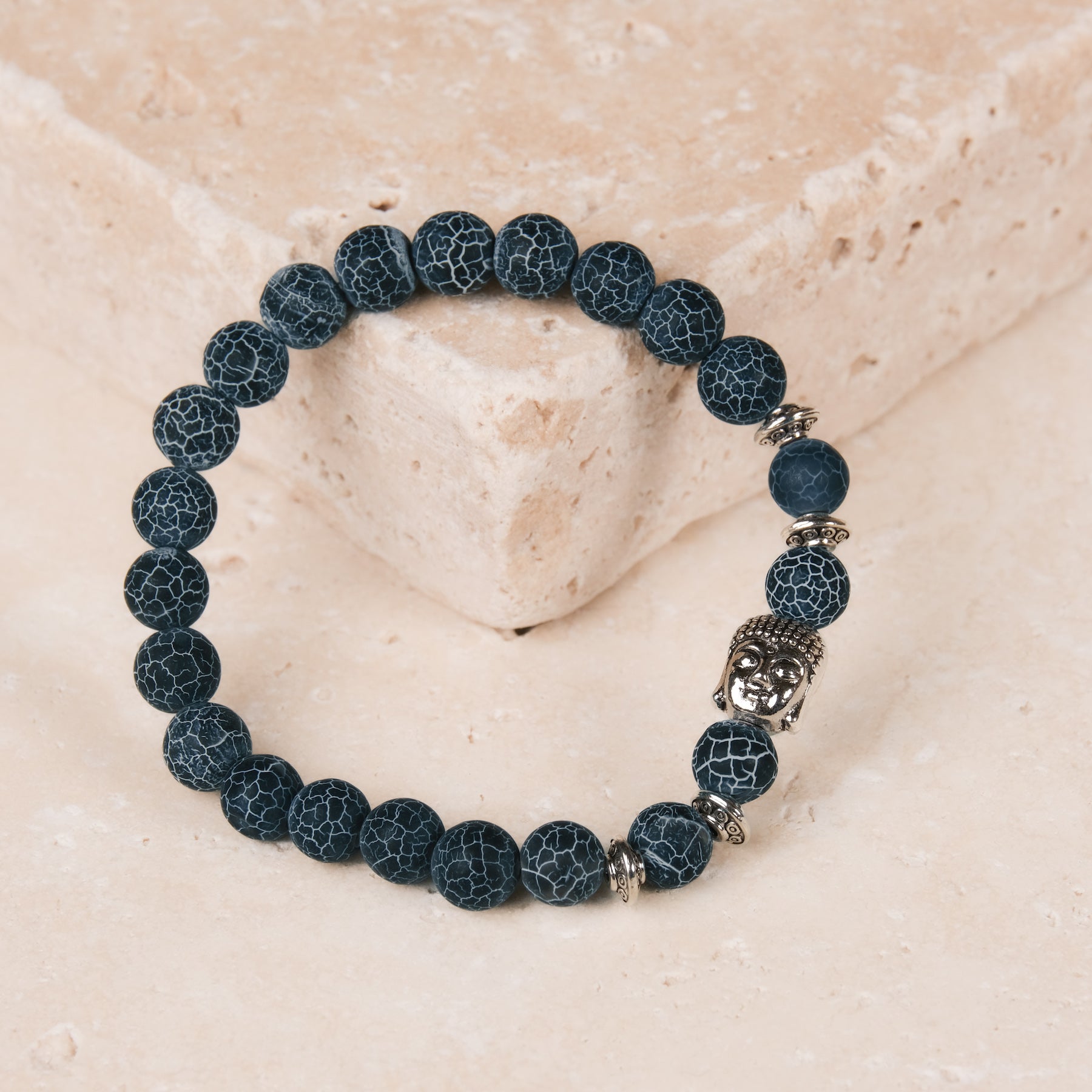 Bracelet de pierres précieuses jaspe bleu Bouddha