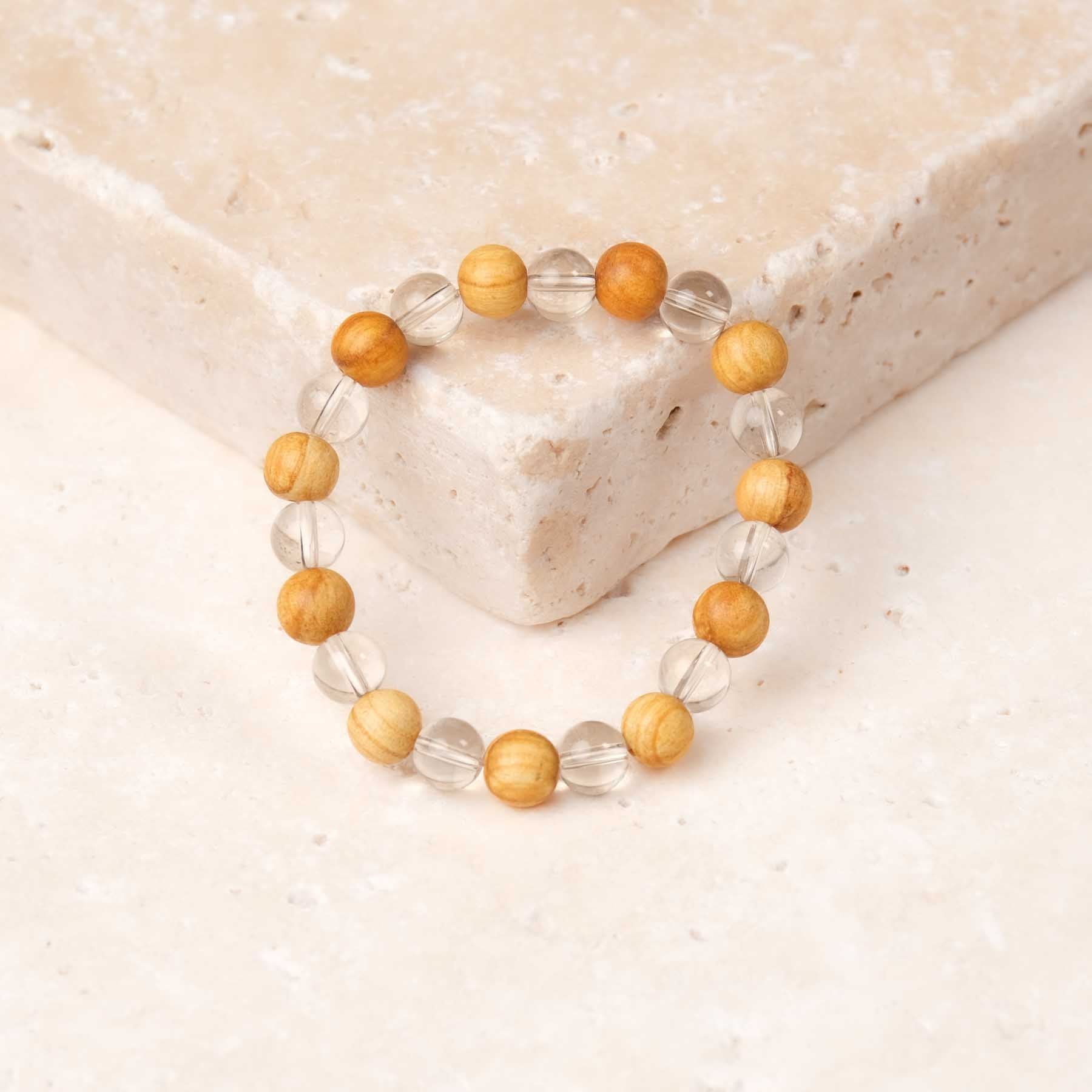 Bracelet de pierres précieuses cristal de roche & palo santo
