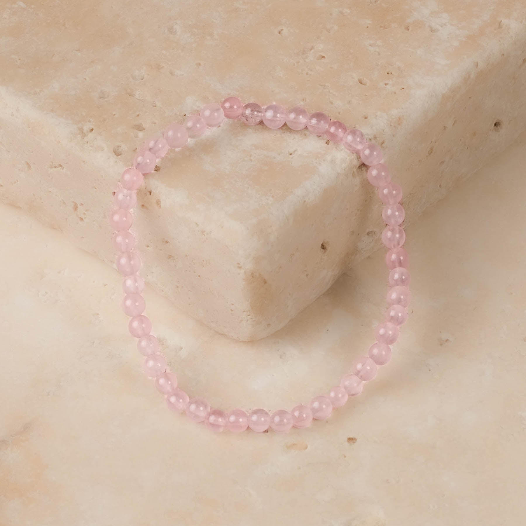 Bracelet de pierres précieuses Quartz rose 4mm