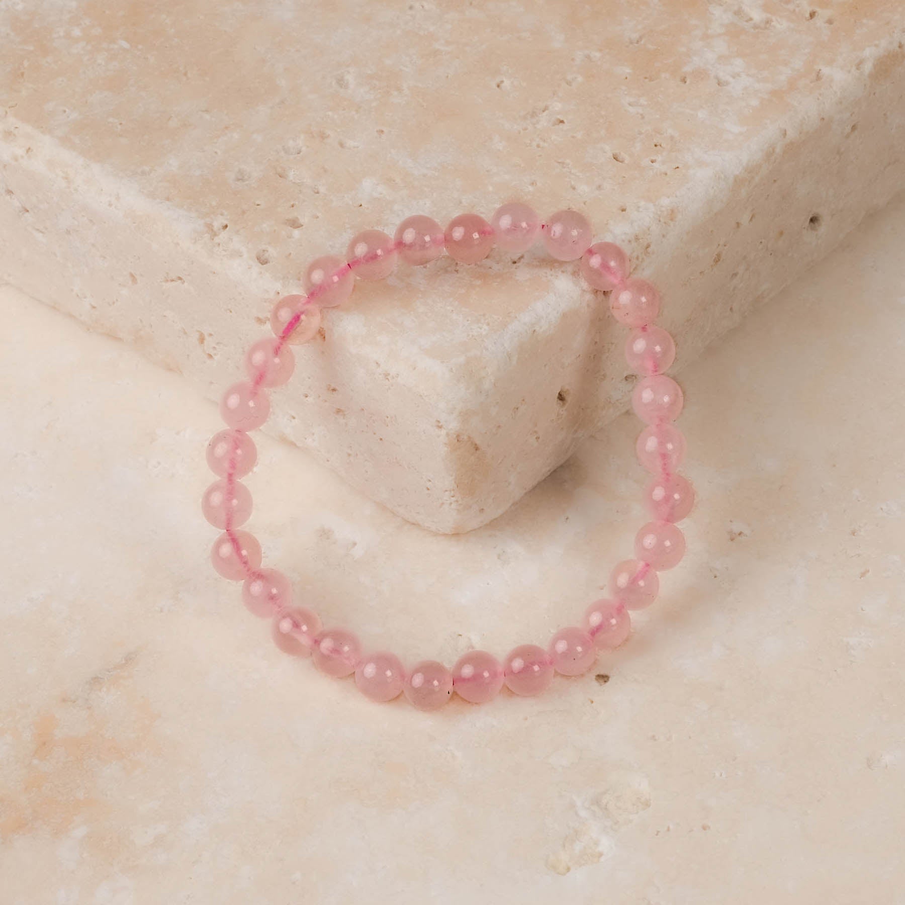 Bracelet de pierres précieuses Quartz rose 6mm