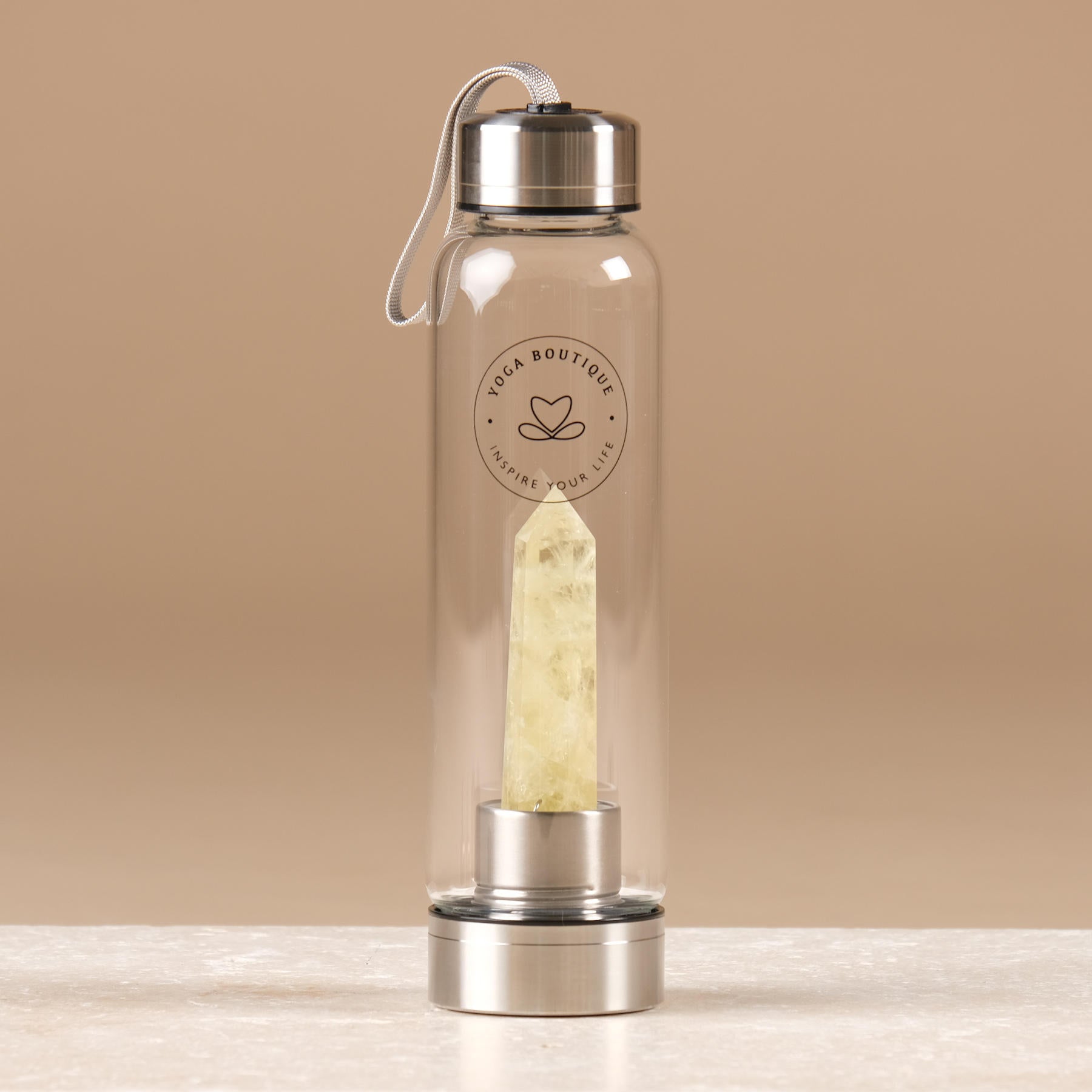 Bouteille d'eau en pierre précieuse Citrin